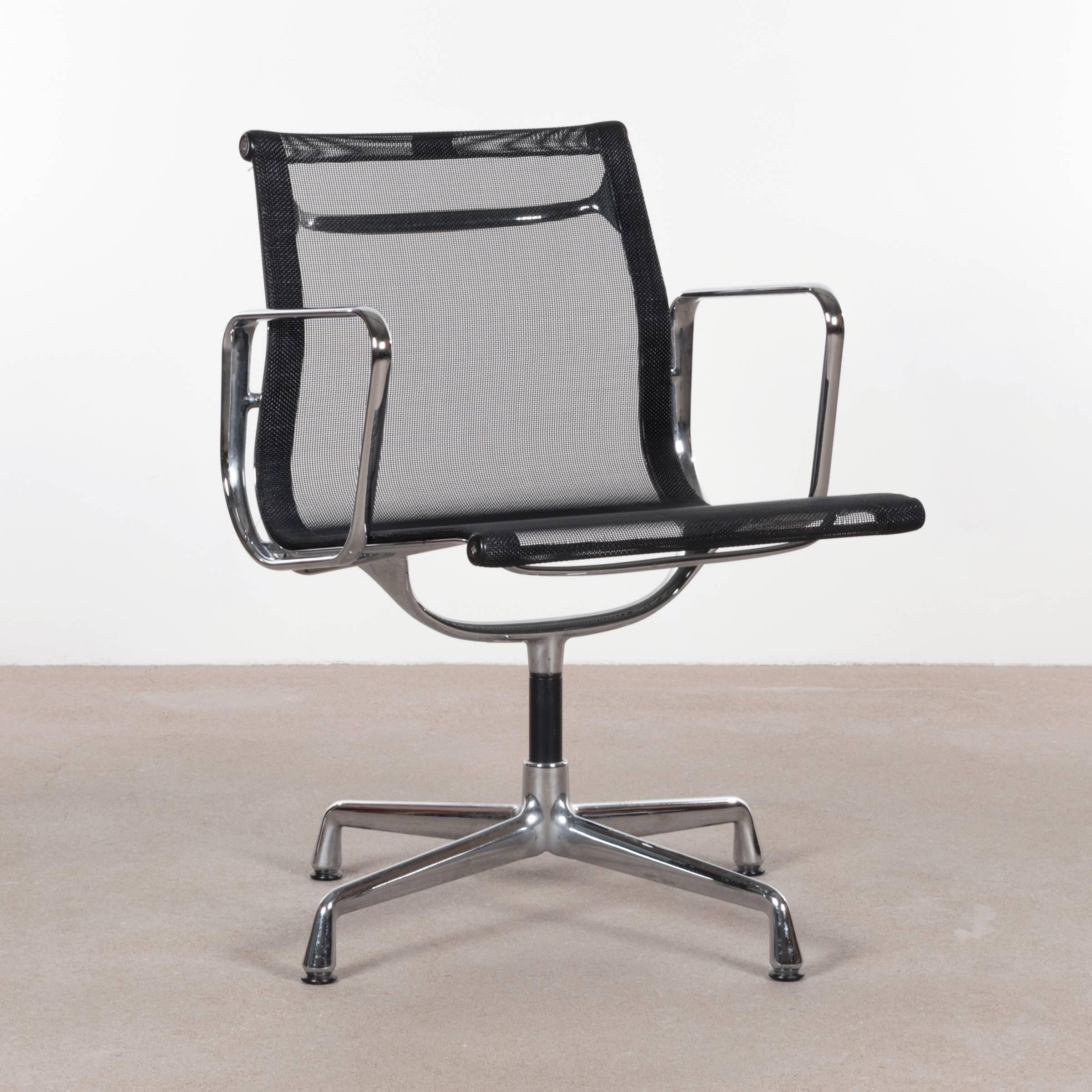 German Eames EA108 Black Netweave Dining Chair by Vitra