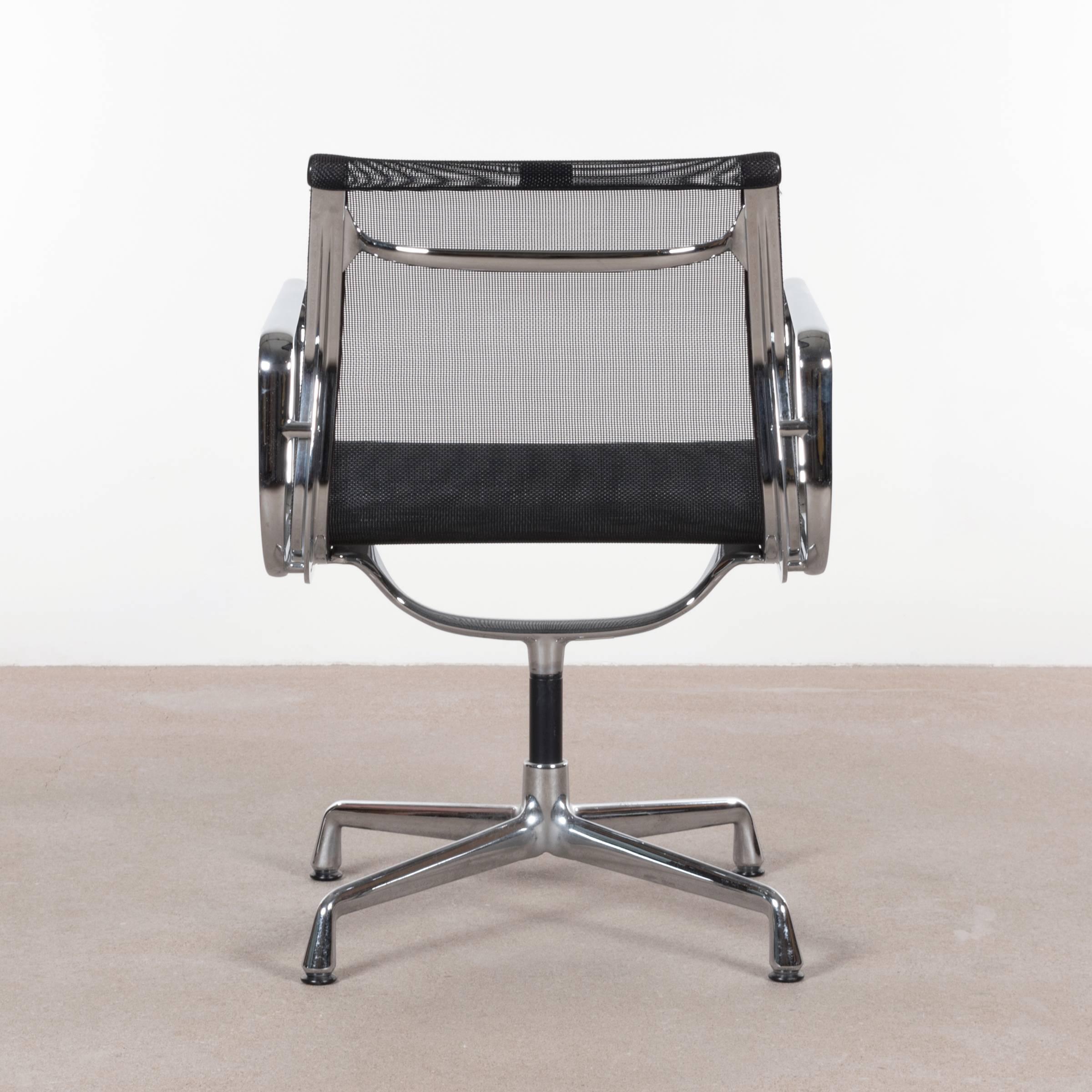 German Eames EA108 Black Netweave Dining Chair by Vitra For Sale