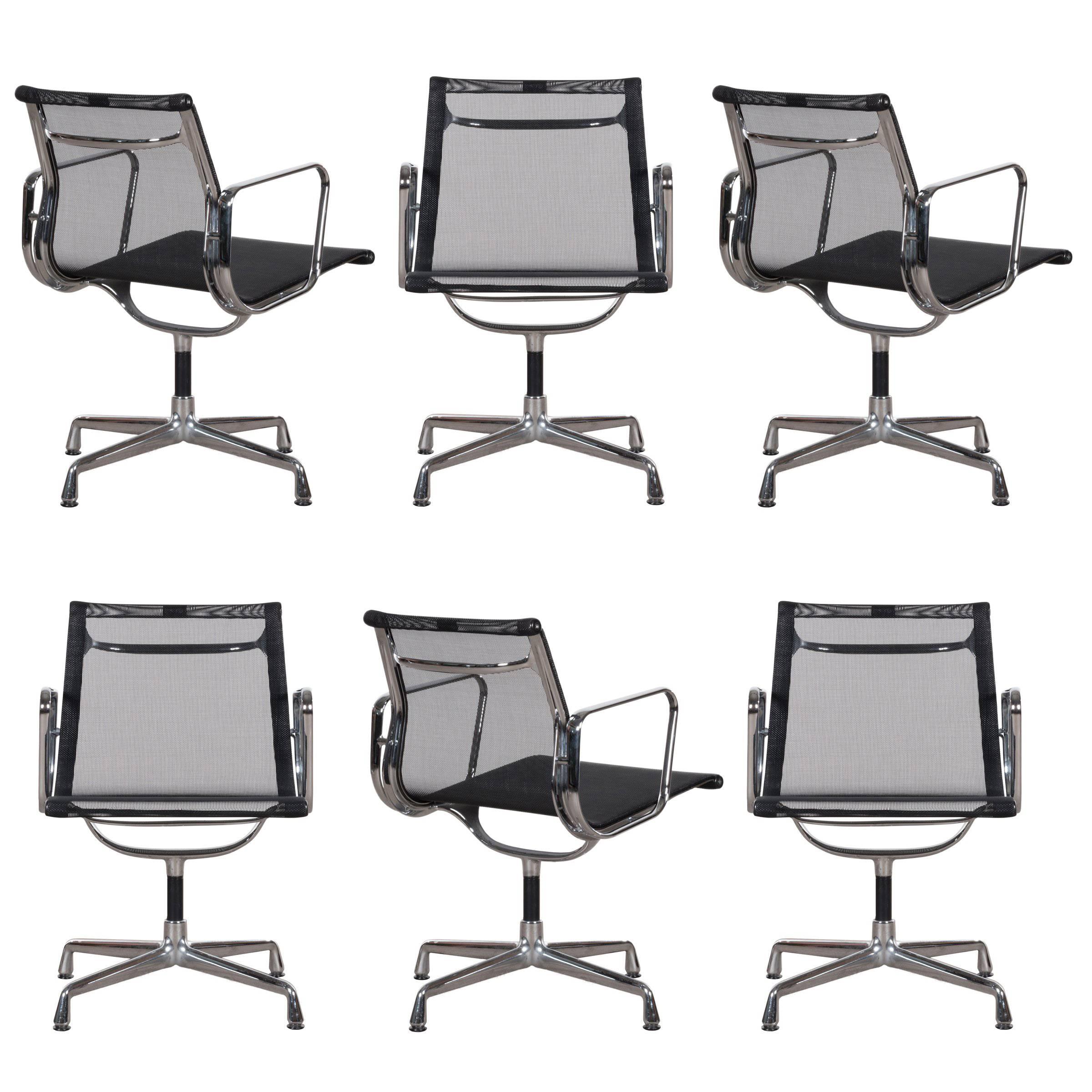 Eames EA108 Black Netweave Dining Chair by Vitra For Sale