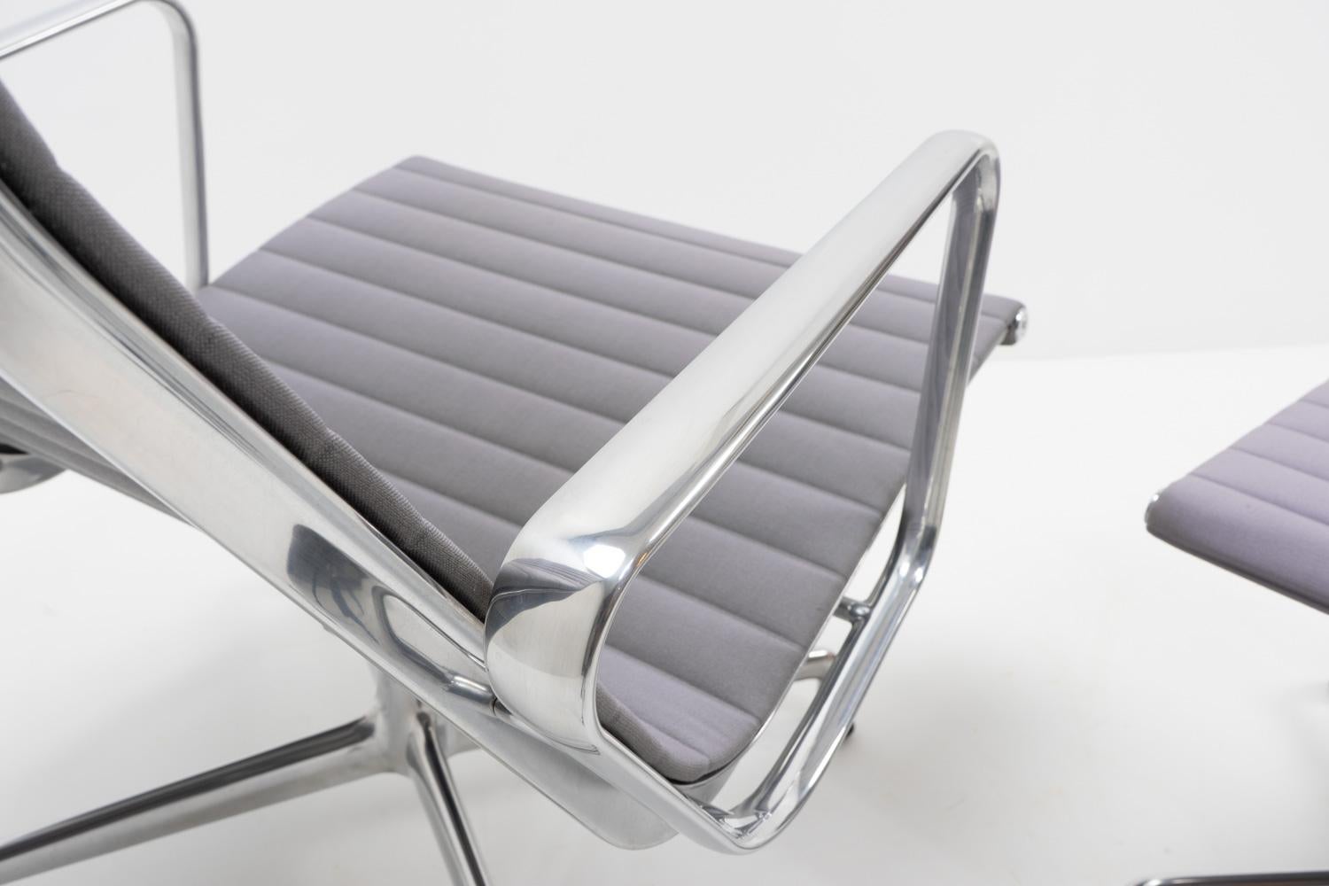 Contemporary Eames EA124 / EA125 Alu Lounge Chair with Footstool, Vitra For Sale