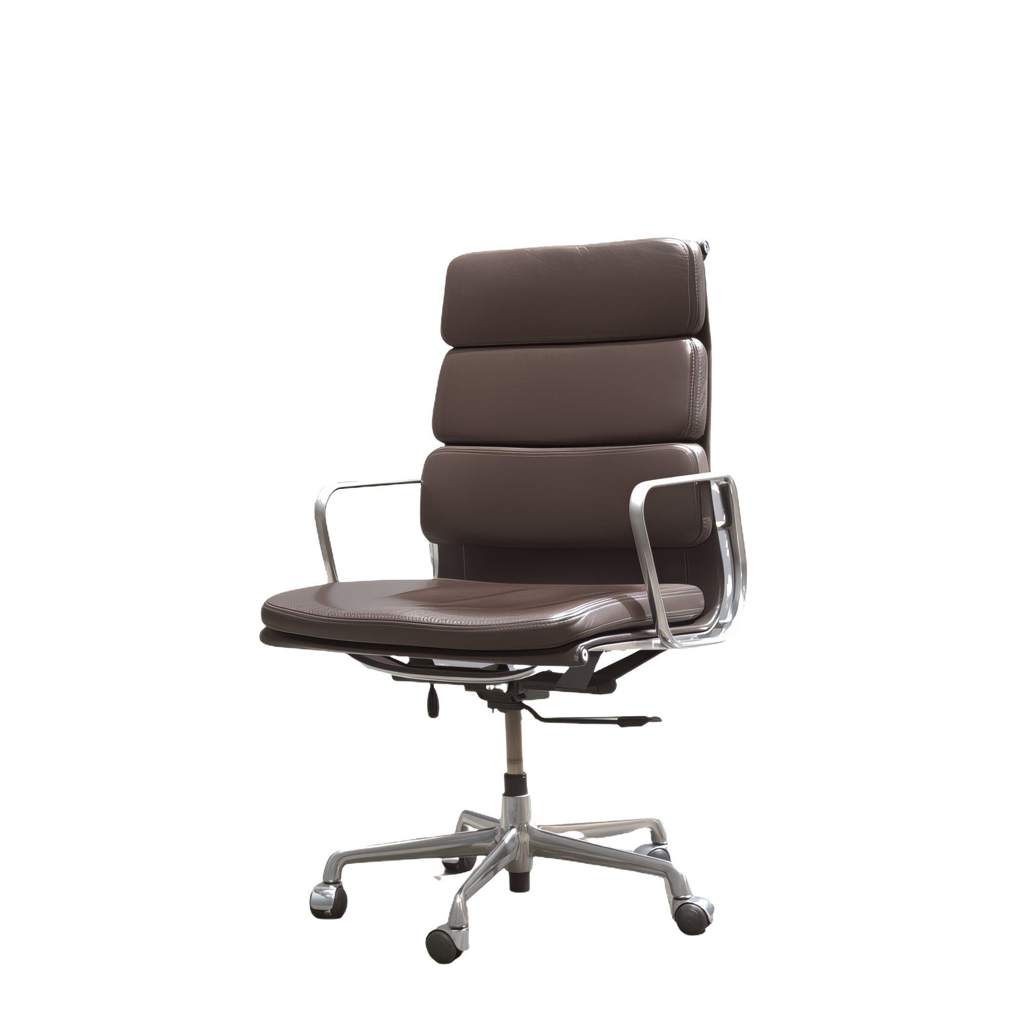 Metal Eames EA219 Soft Pad  High Back Leather Office Chair by ICF