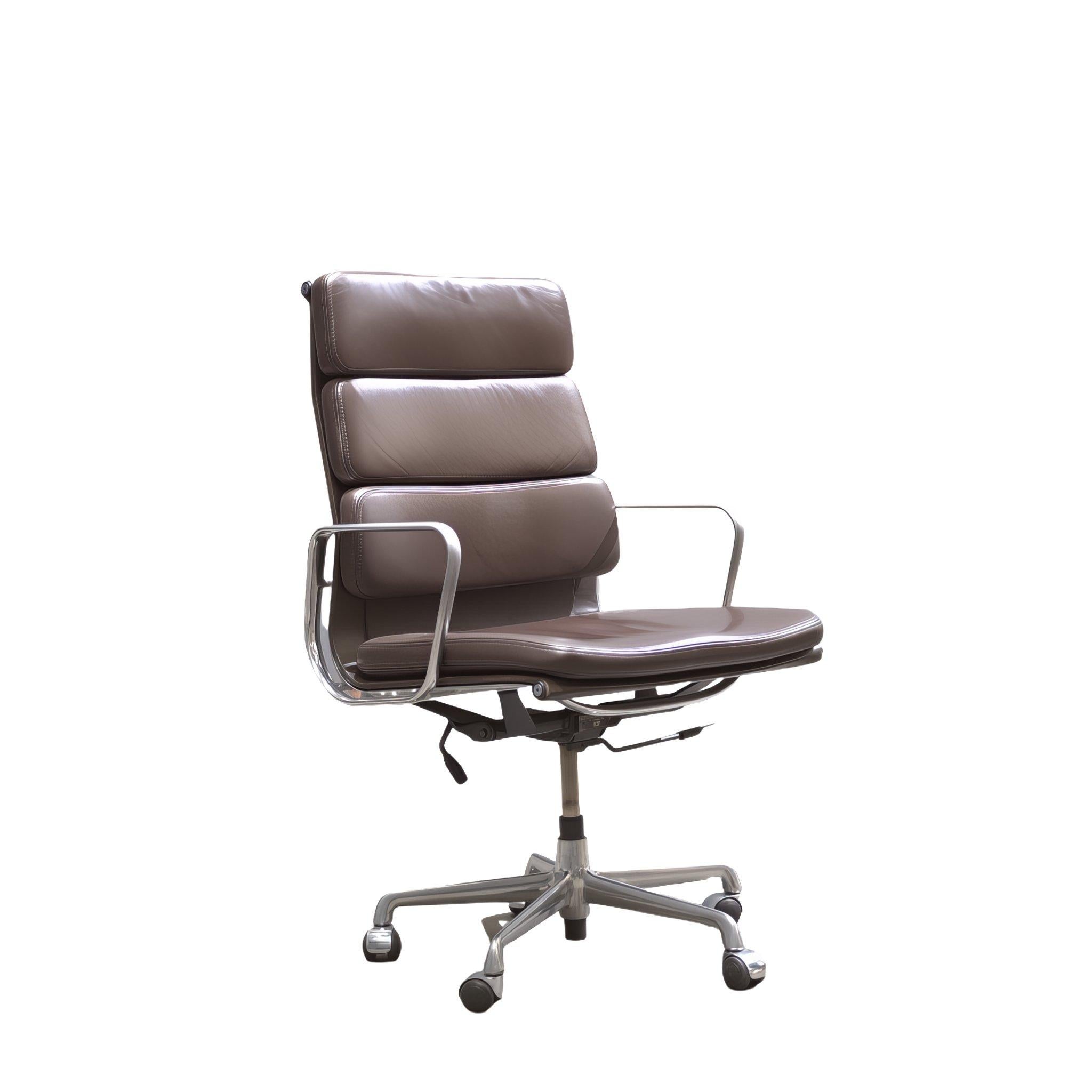 Metal Eames EA219 Soft Pad  High Back Leather Office Chair by ICF For Sale
