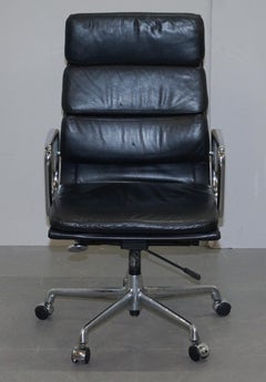 Eames EA219 Vitra High Back Soft Pad Office Armchair Schwarz Leder