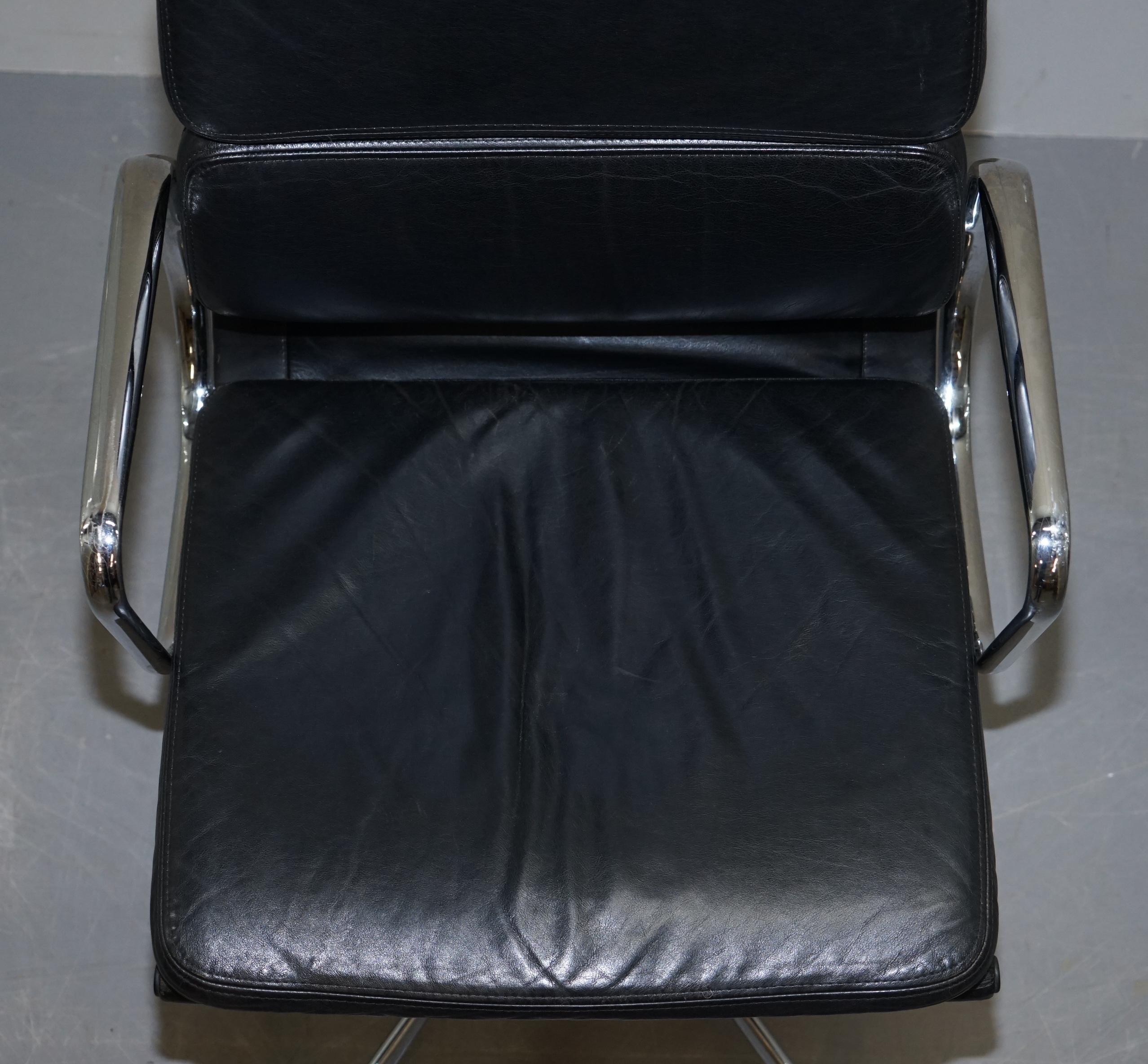 Hand-Crafted Eames EA219 Vitra High Back Soft Pad Office Armchair Black Leather