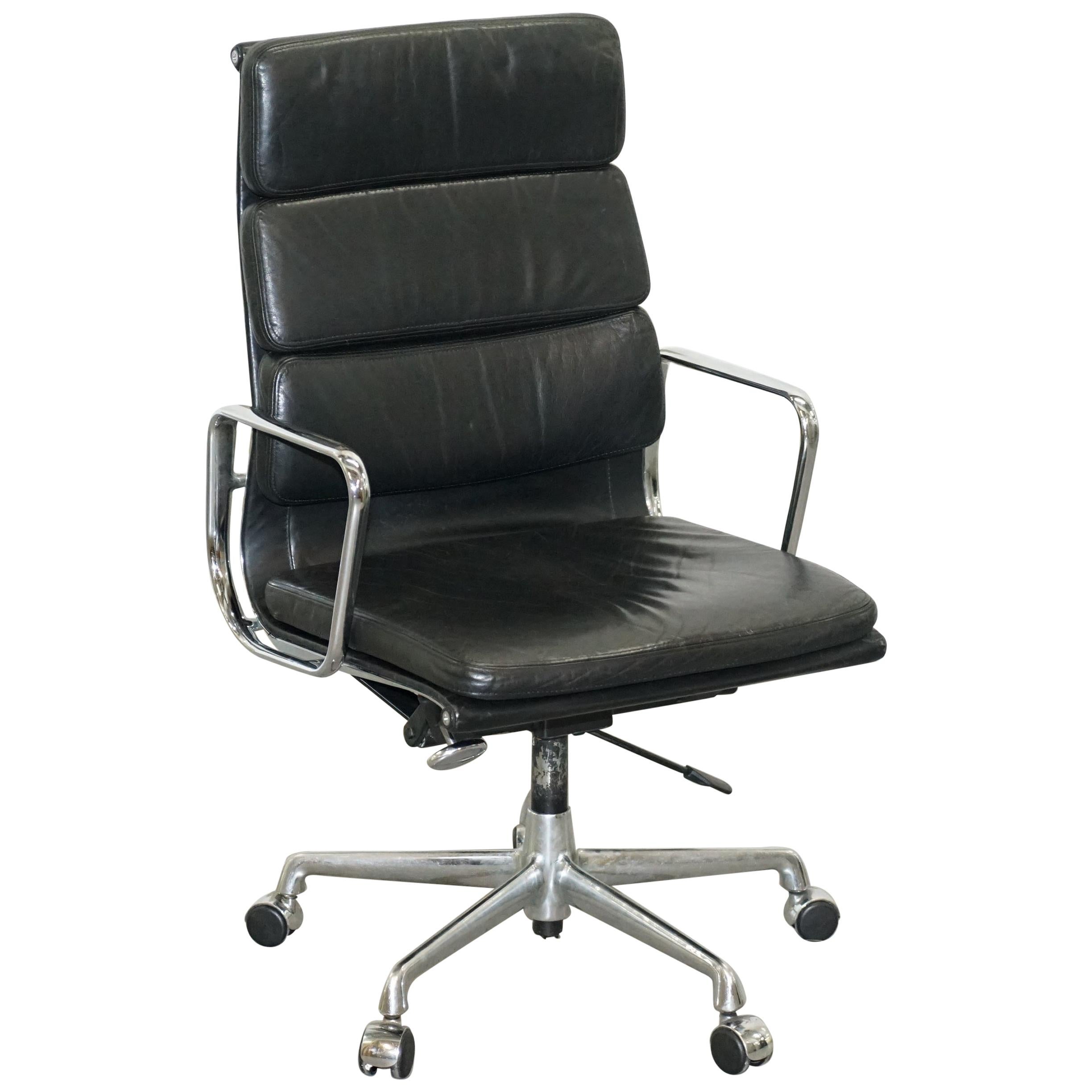 Eames EA219 Vitra High Back Soft Pad Office Armchair Black Leather