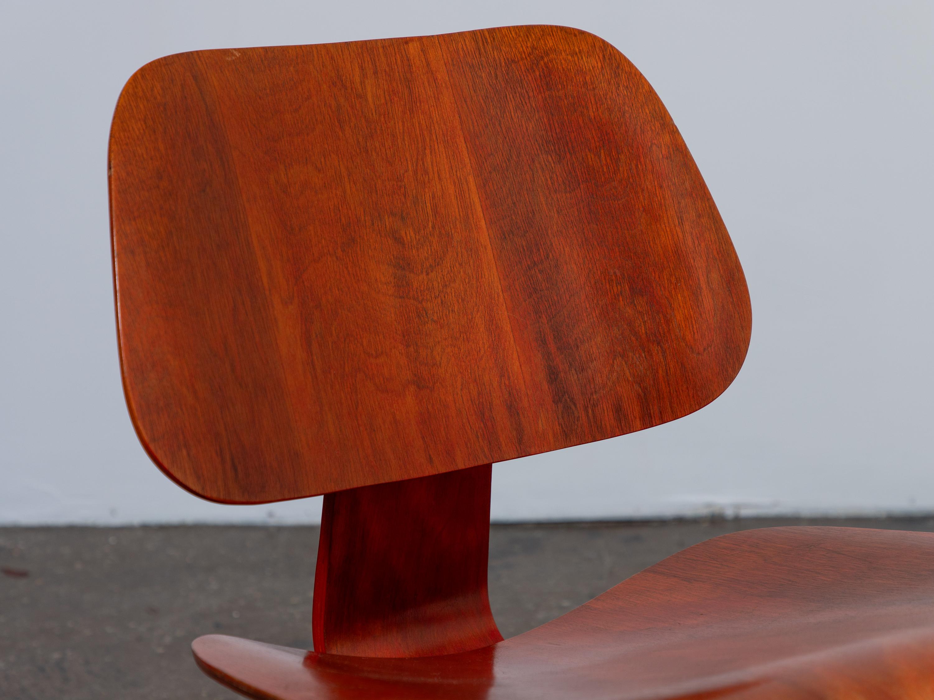 Mid-20th Century Eames Evans Red Aniline Dye LCW Lounge Chairs - Matched Pair   For Sale
