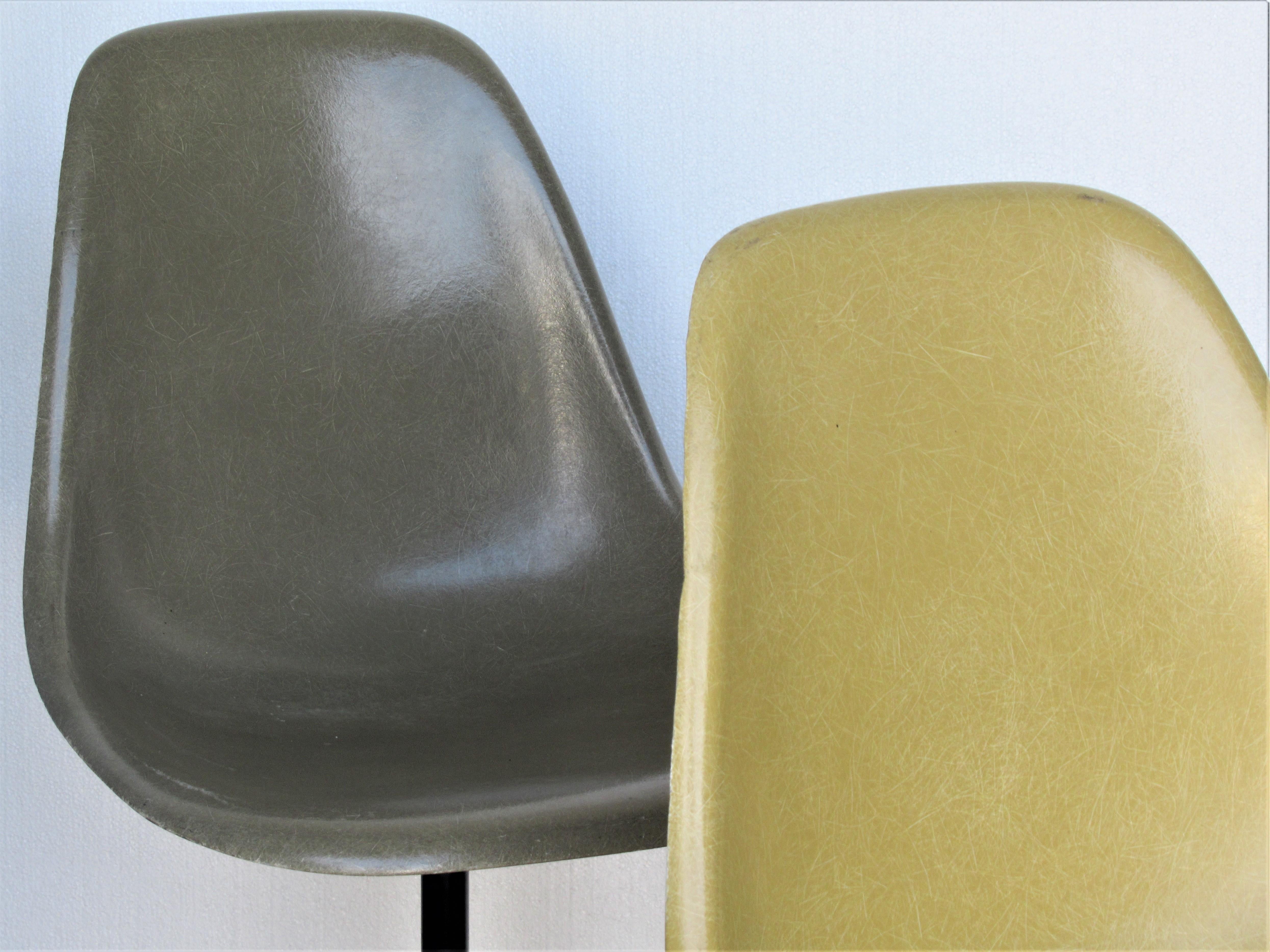 Aluminum 1960's Eames Fiberglass Shell Swivel Chairs for Herman Miller