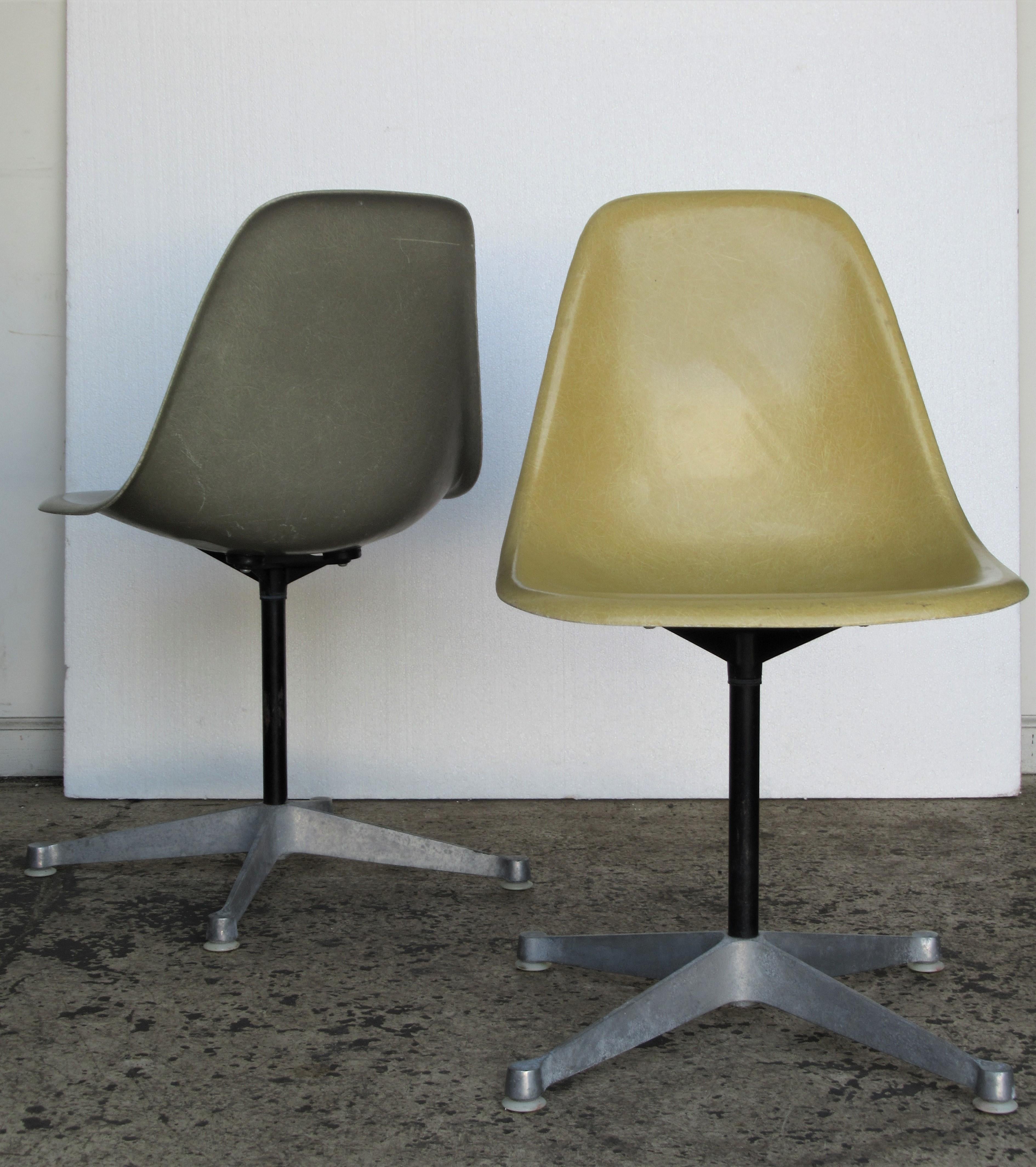 1960's Eames Fiberglass Shell Swivel Chairs for Herman Miller 3