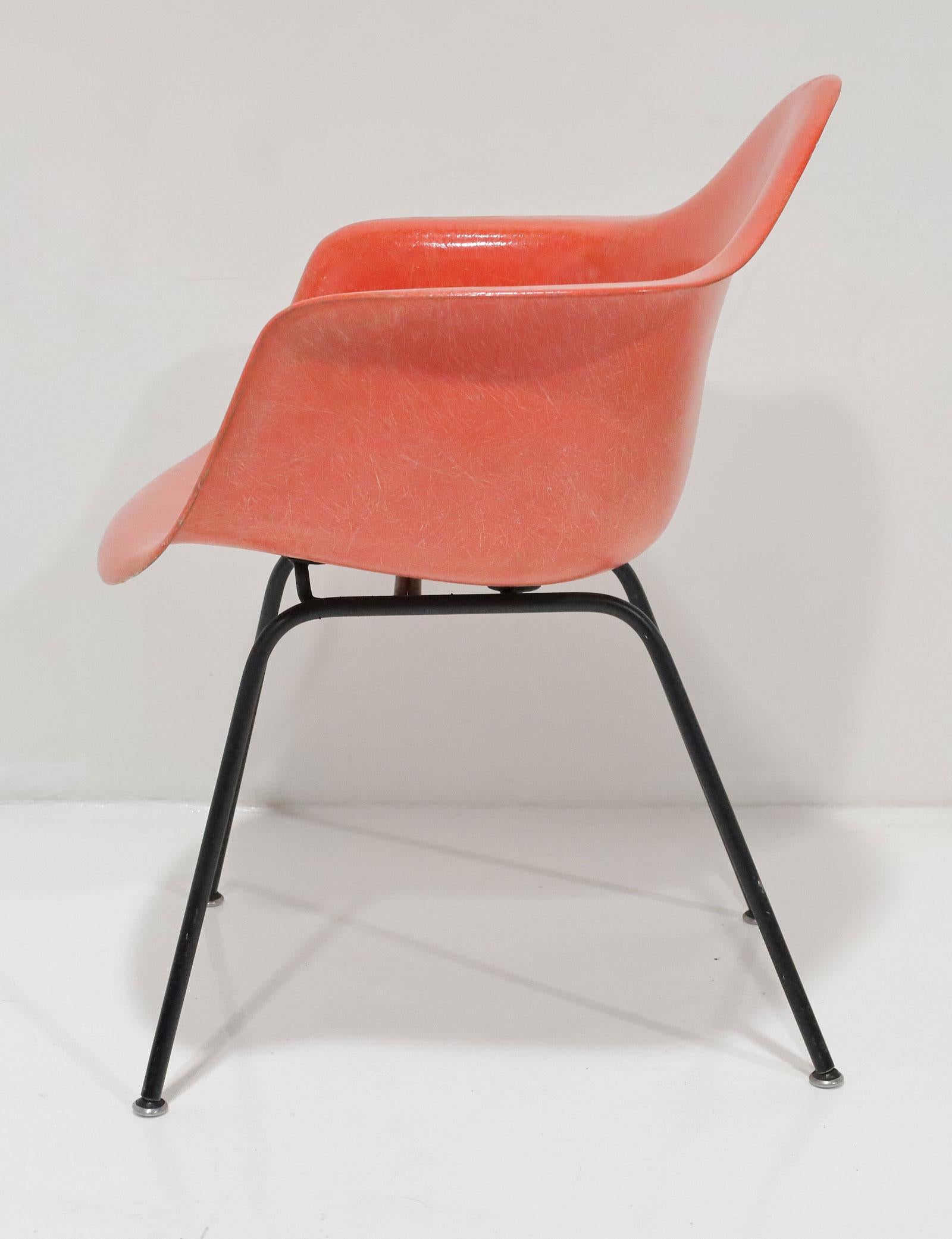 American Eames for Herman Miller 1957 DAG Chair in Red Orange For Sale