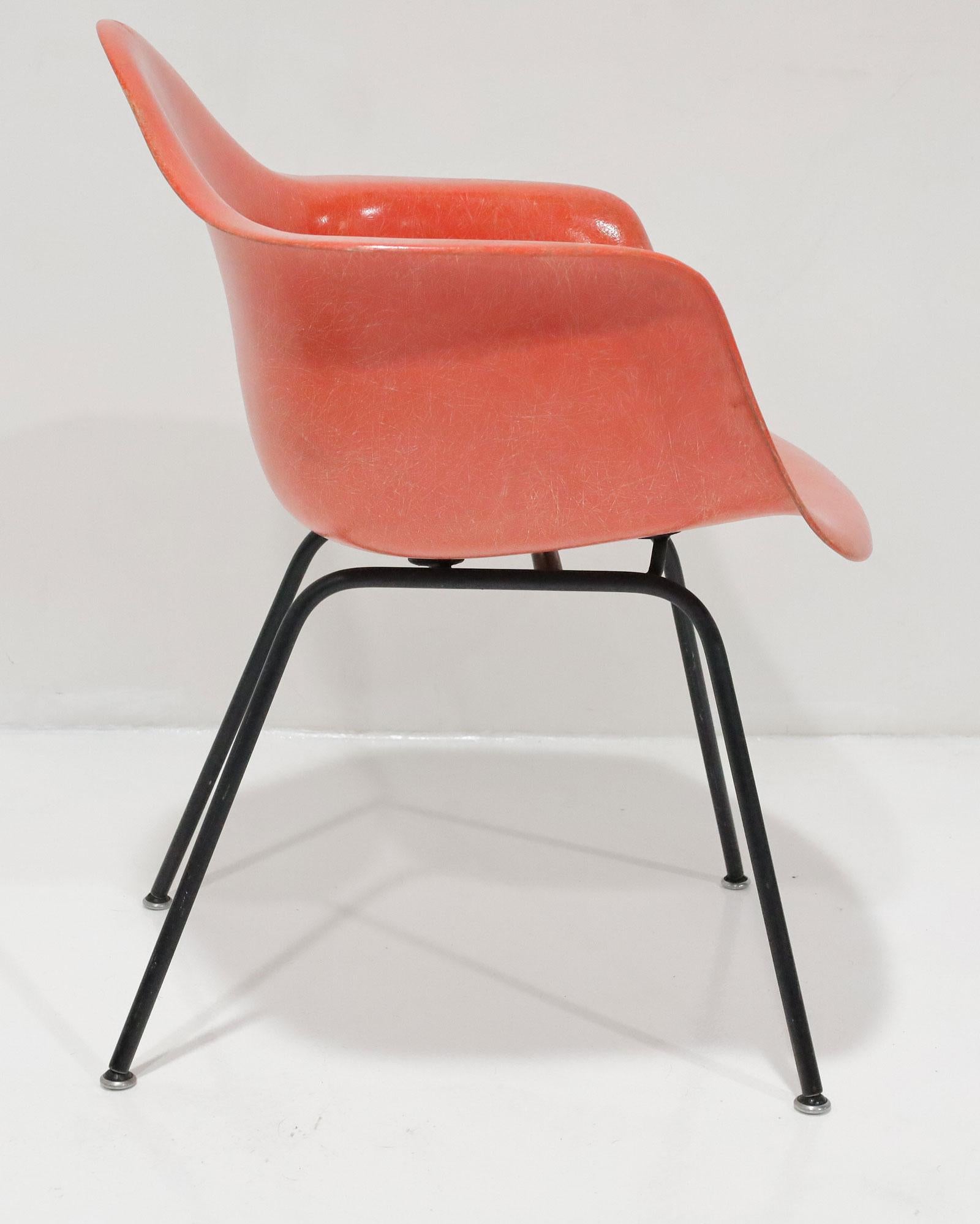 20th Century Eames for Herman Miller 1957 DAG Chair in Red Orange For Sale