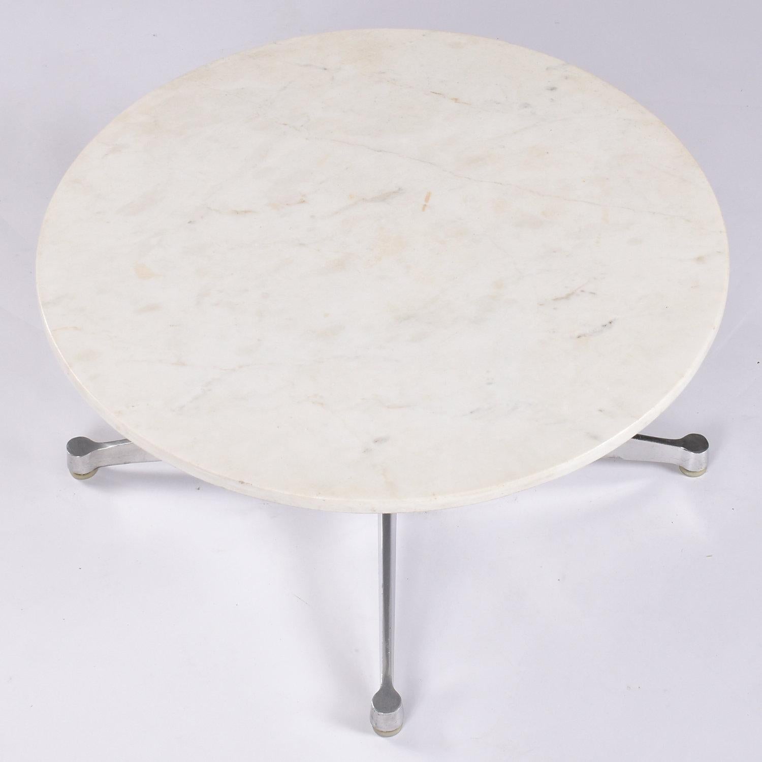 American Eames for Herman Miller 32 Inch Round White Marble Coffee Table For Sale