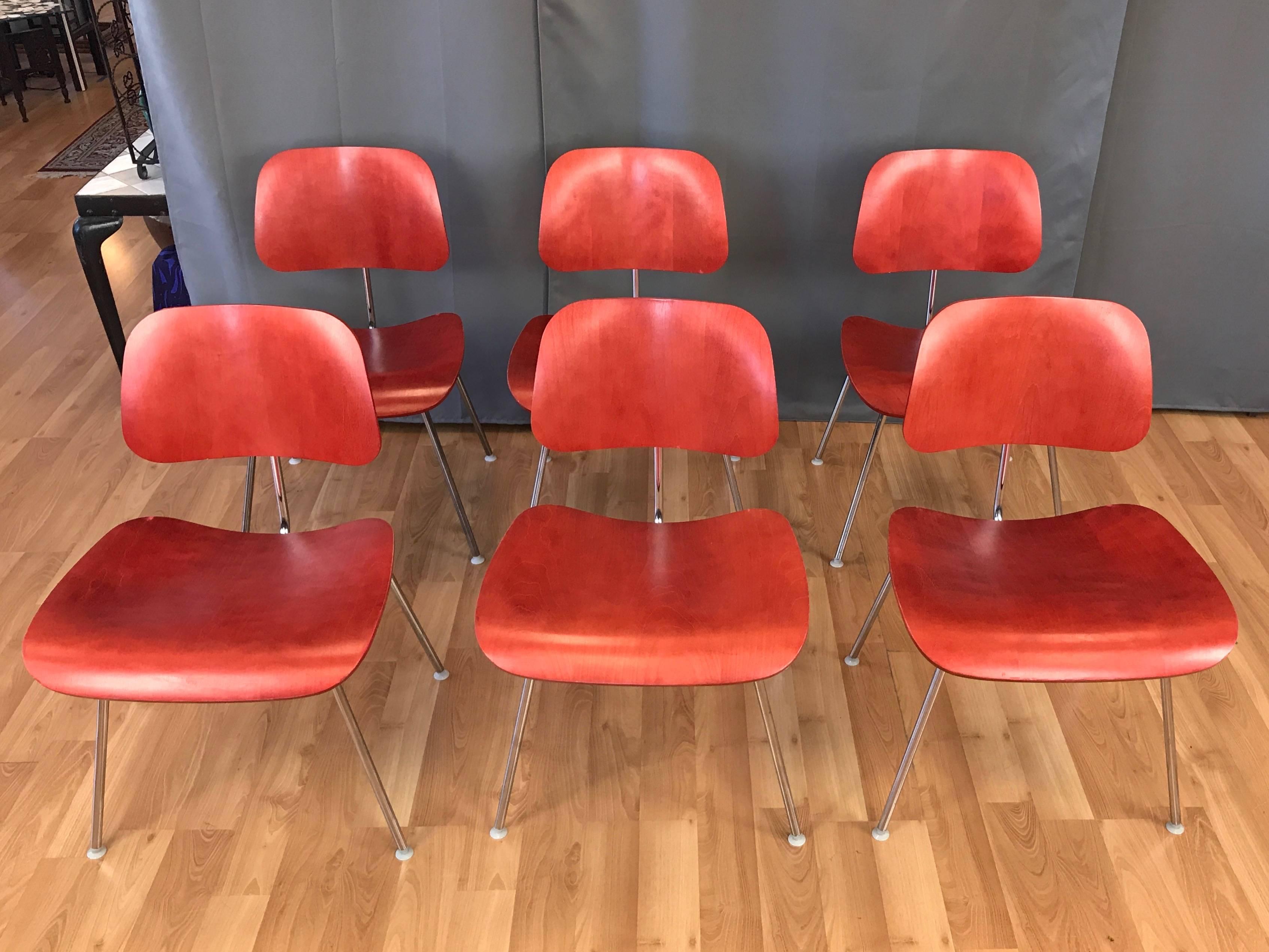American Eames for Herman Miller Aniline Red DCM Chair