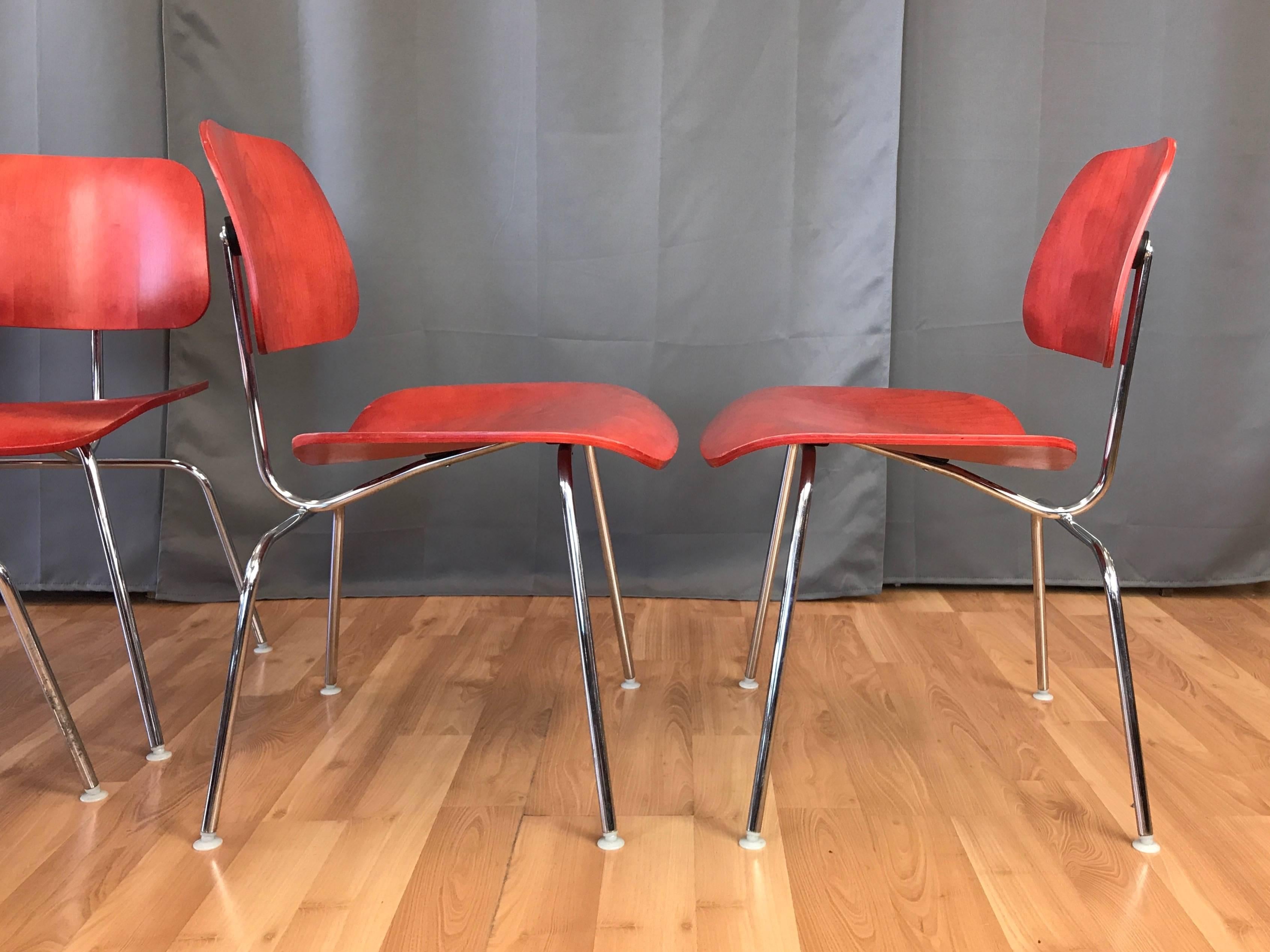 Eames for Herman Miller Aniline Red DCM Chair 1