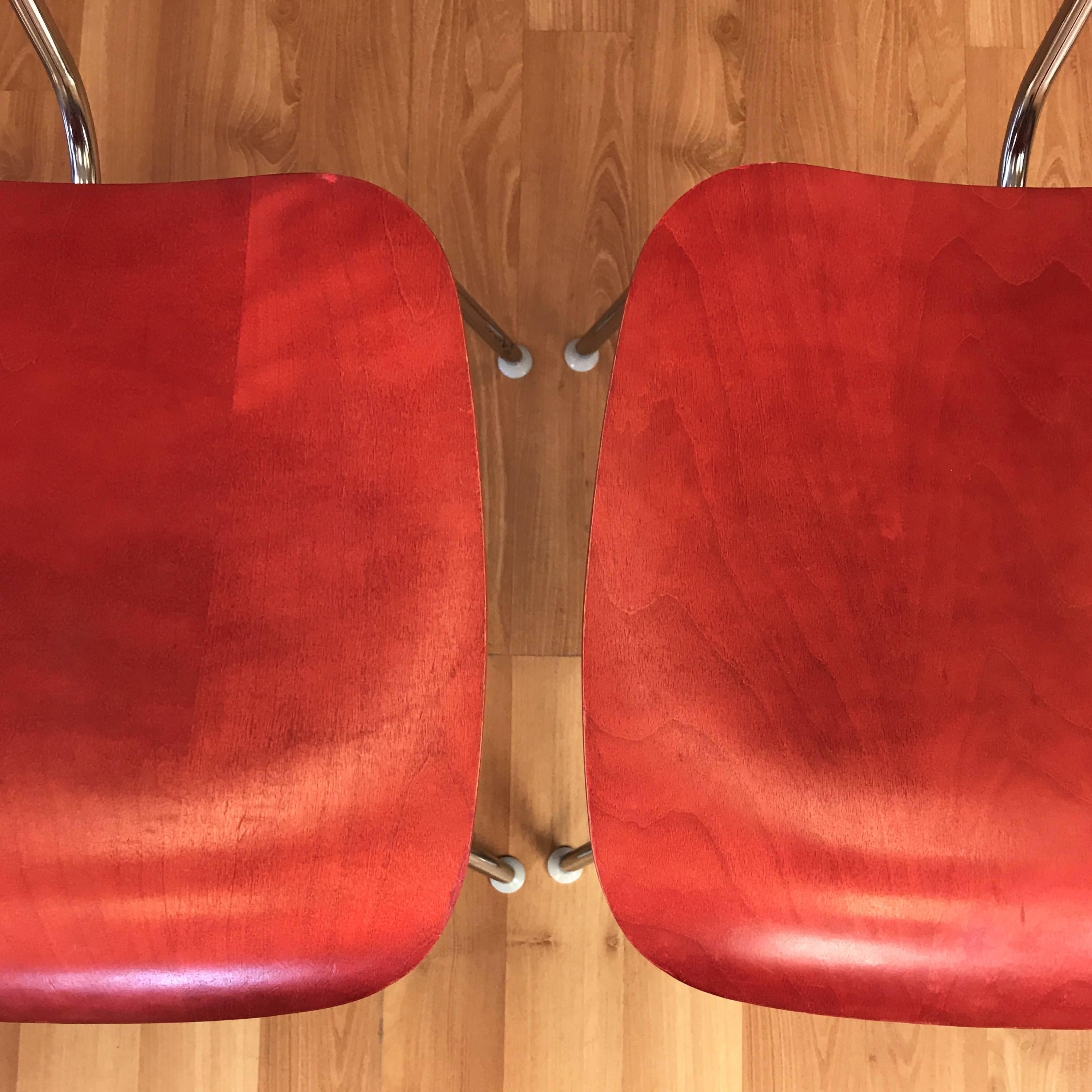 Eames for Herman Miller Aniline Red DCM Chair 2