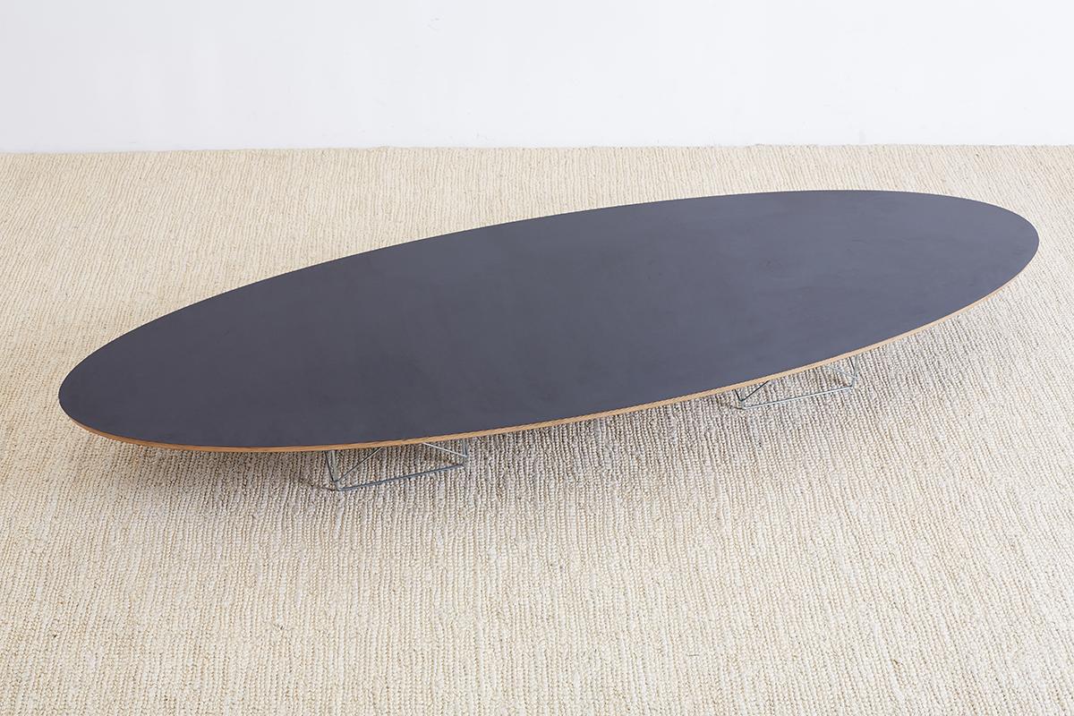 Mid-Century Modern Eames for Herman Miller Black Elliptical Surfboard Table