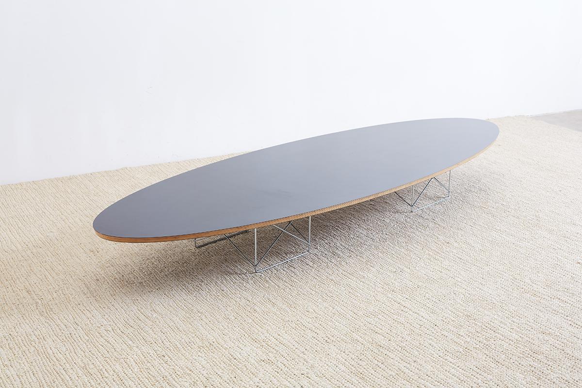 Metal Eames for Herman Miller Black Elliptical Surfboard Table