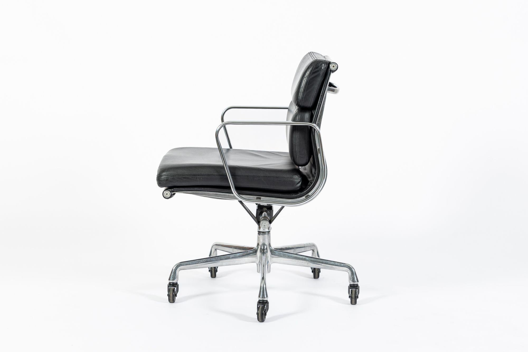 Eames for Herman Miller Black Leather Desk Chair Soft Pad 2000s at 1stDibs