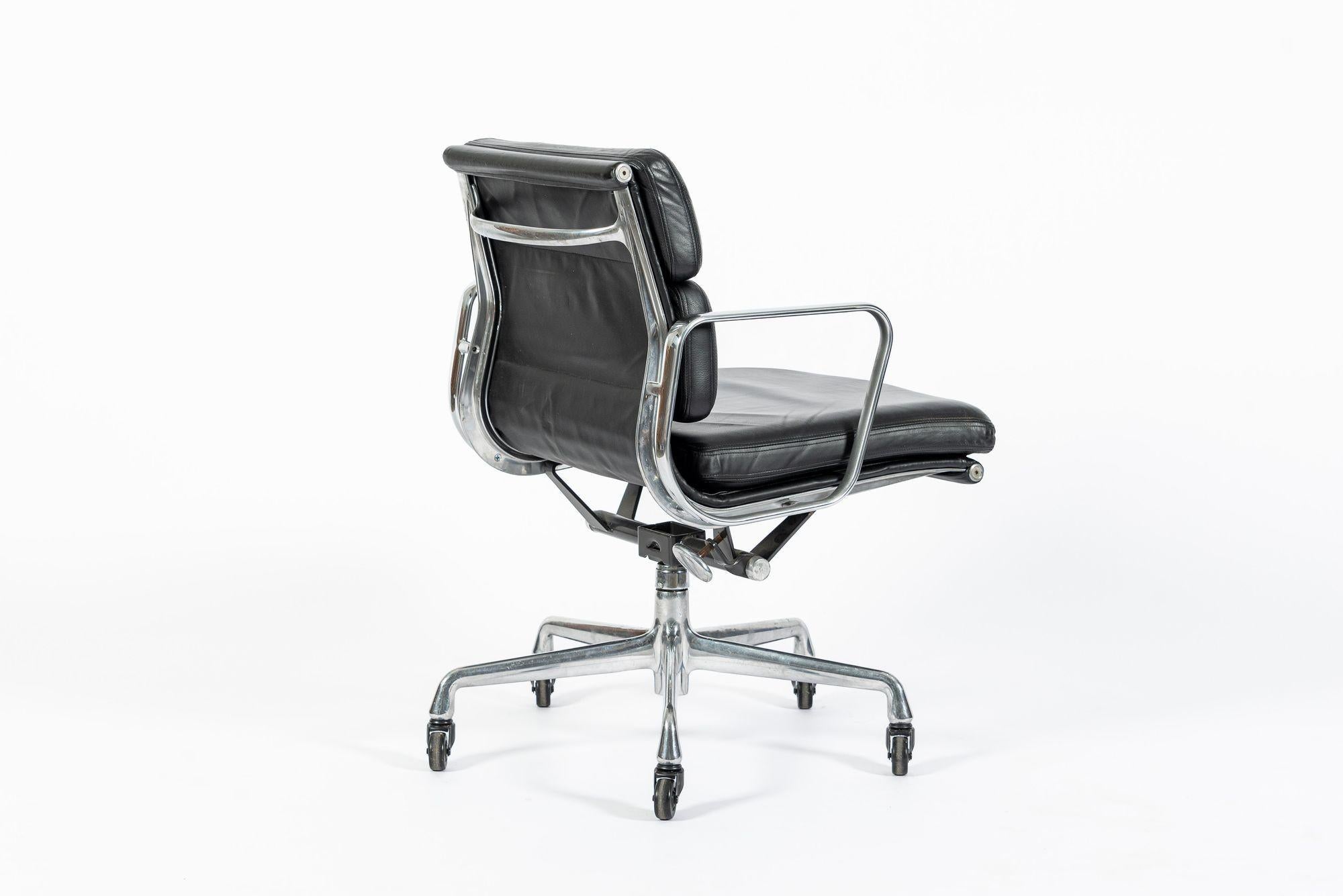 Eames for Herman Miller Black Leather Desk Chair Soft Pad 2000s at 1stDibs