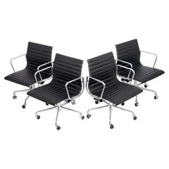 Eames for Herman Miller Black Leather Desk Chairs Thin Pad