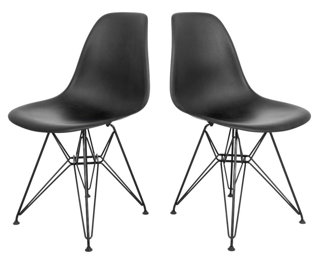 Eames for Herman Miller Black Shell Side Chairs Pr In Good Condition For Sale In New York, NY