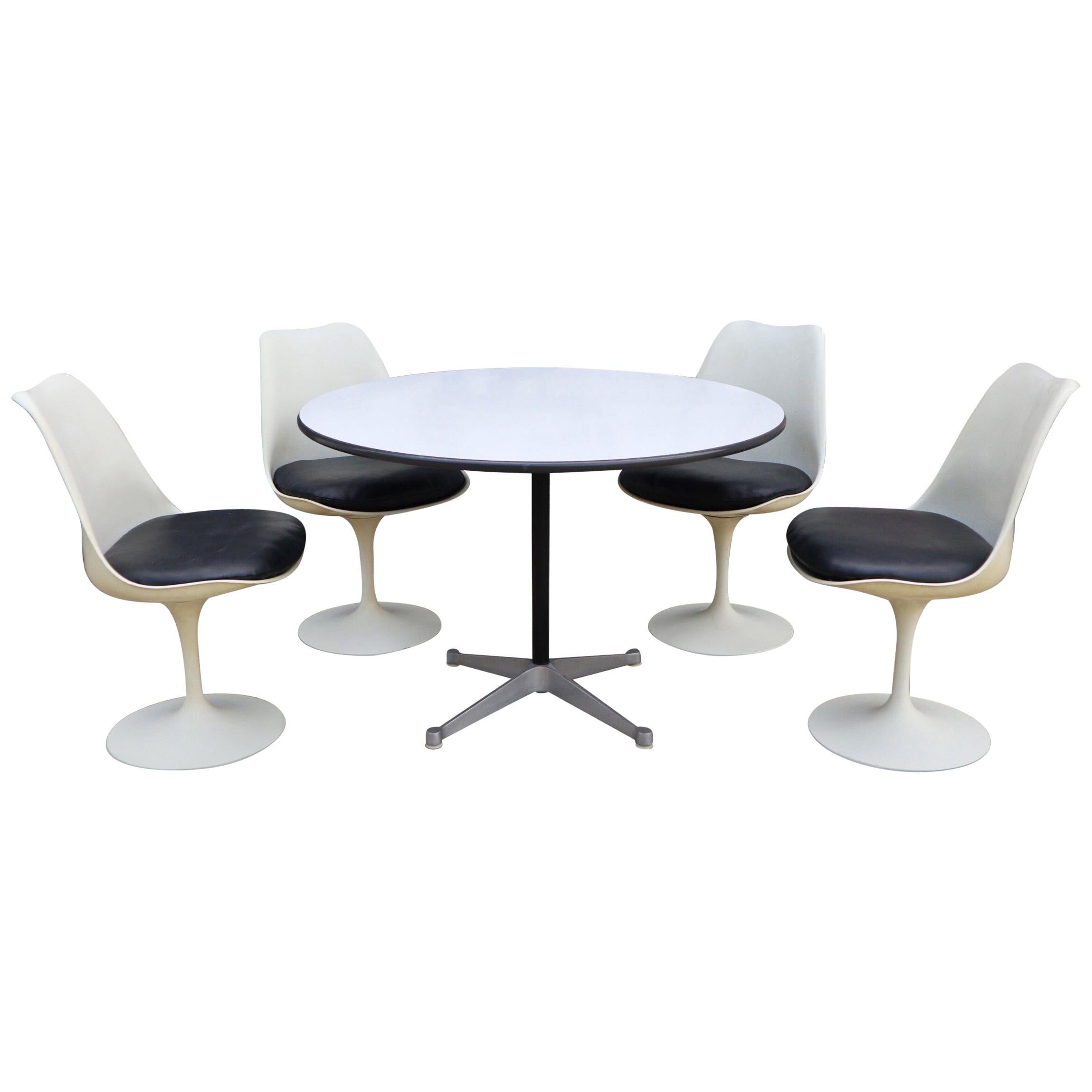 Eames for Herman Miller Dining Table with Eero Saarinen Knoll Tulip Chairs
