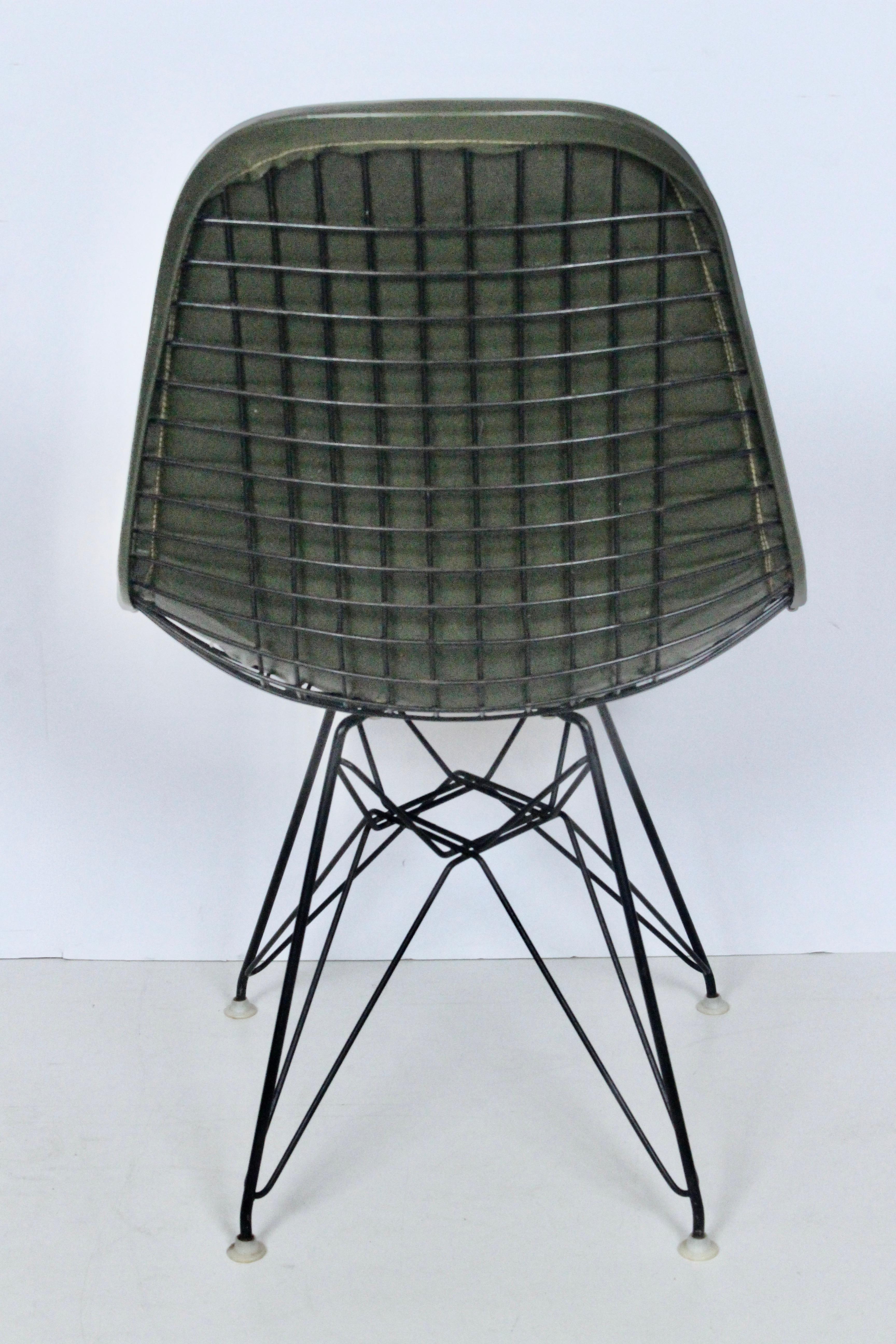 Wire Eames for Herman Miller Dark Olive Eiffel Tower Desk Chair, 1970's
