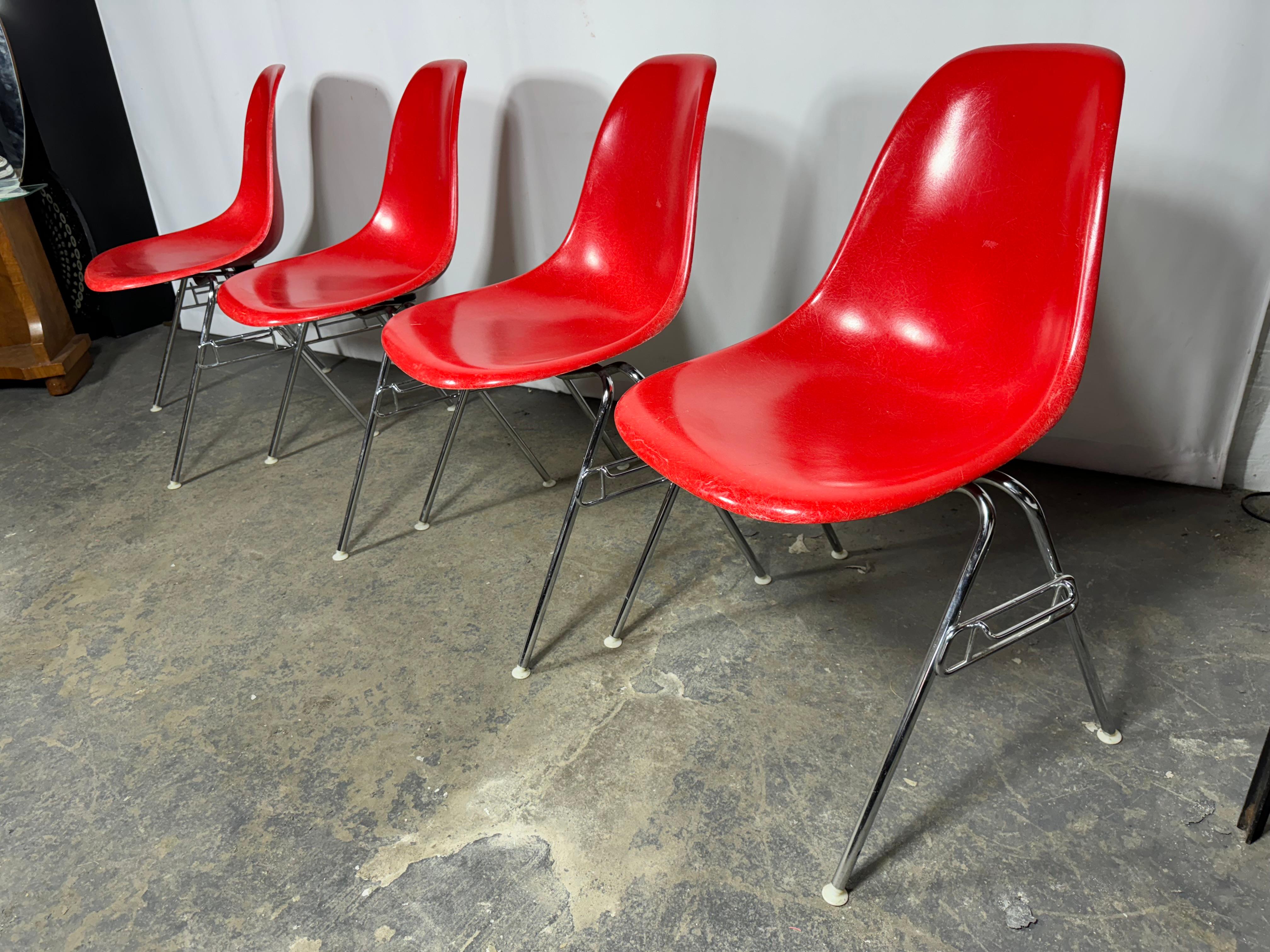 American Eames for Herman Miller DSS Fire Engine Red Fiberglass Shell Chair