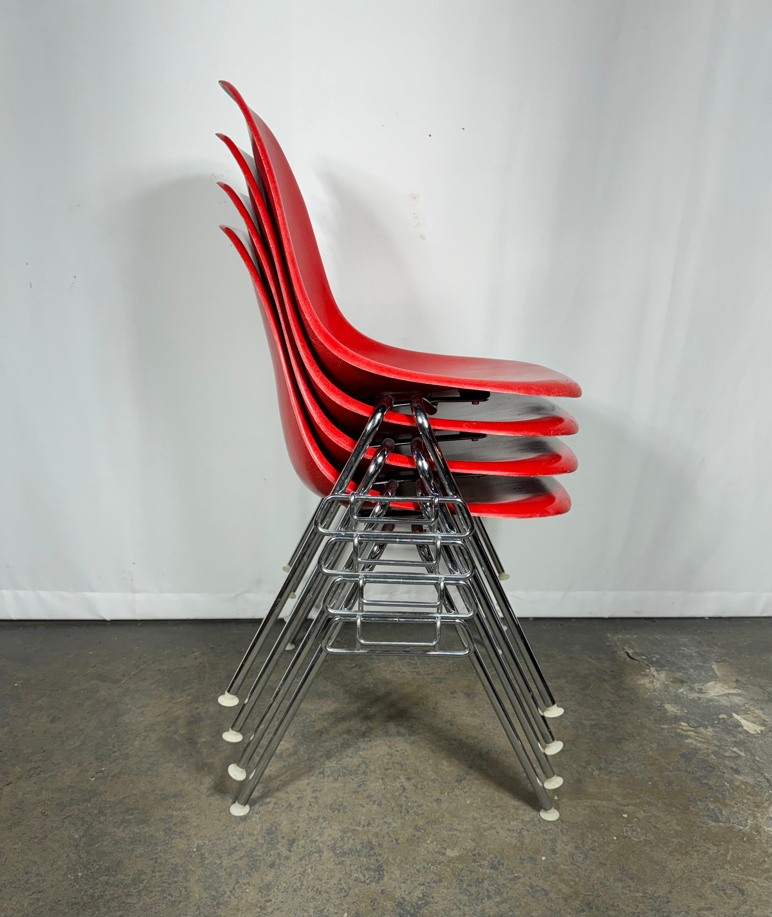 Eames for Herman Miller DSS Fire Engine Red Fiberglass Shell Chair 2