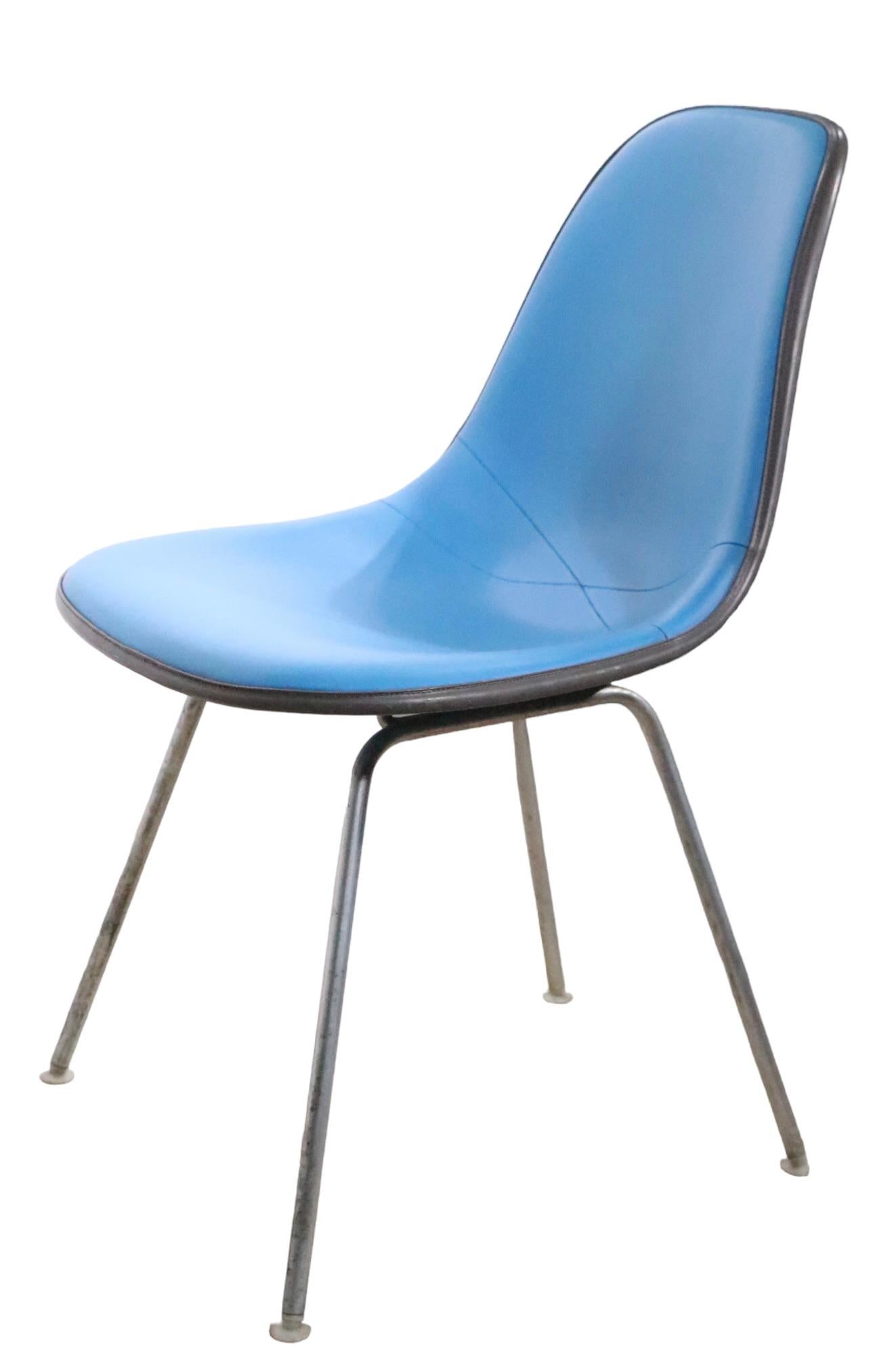 Eames for Herman Miller DSX in Blue Vinyl c 1971 In Good Condition For Sale In New York, NY