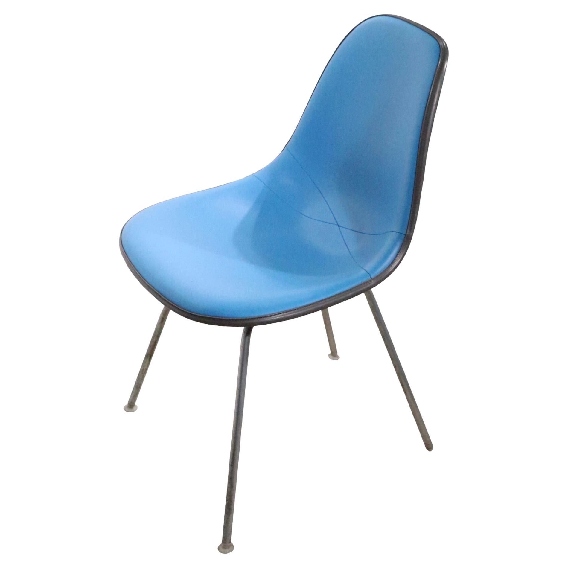 Eames for Herman Miller DSX in Blue Vinyl c 1971 For Sale