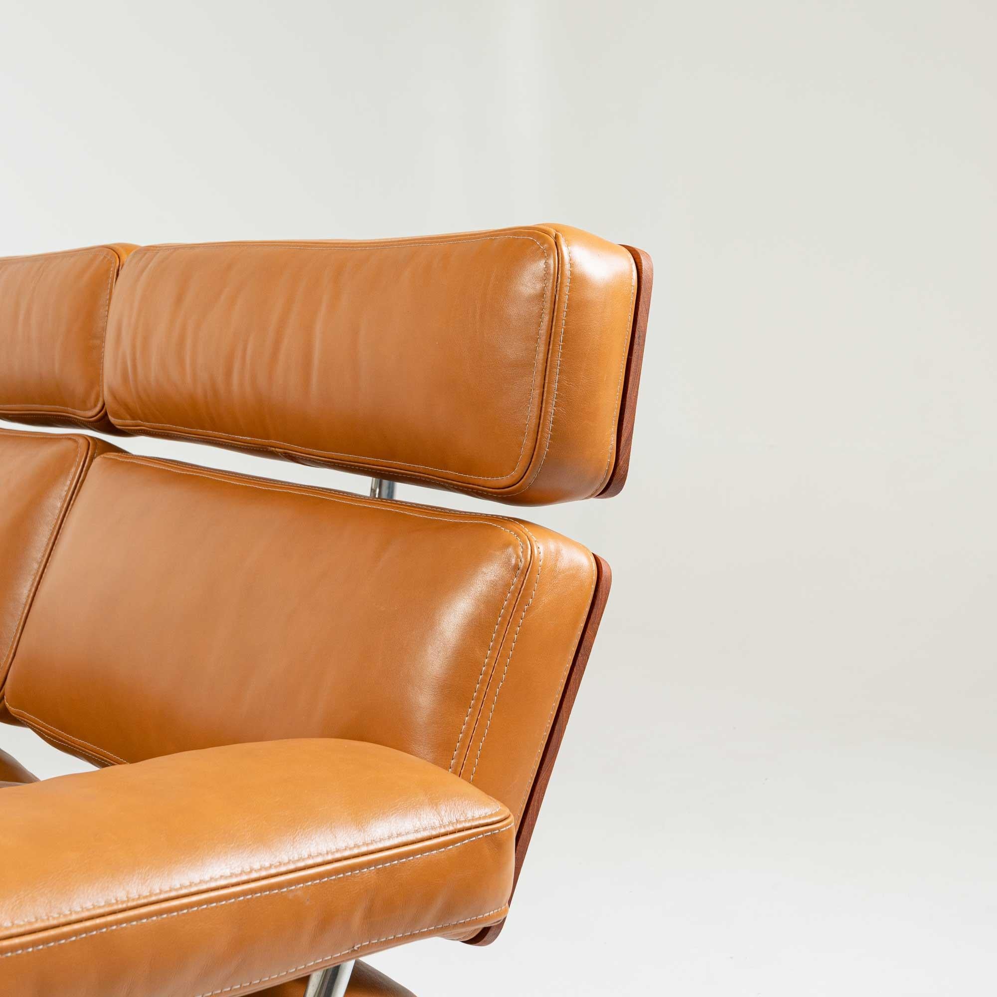 Late 20th Century Eames for Herman Miller Eames Sofa in Teak and Maharam Sorghum Brown Leather