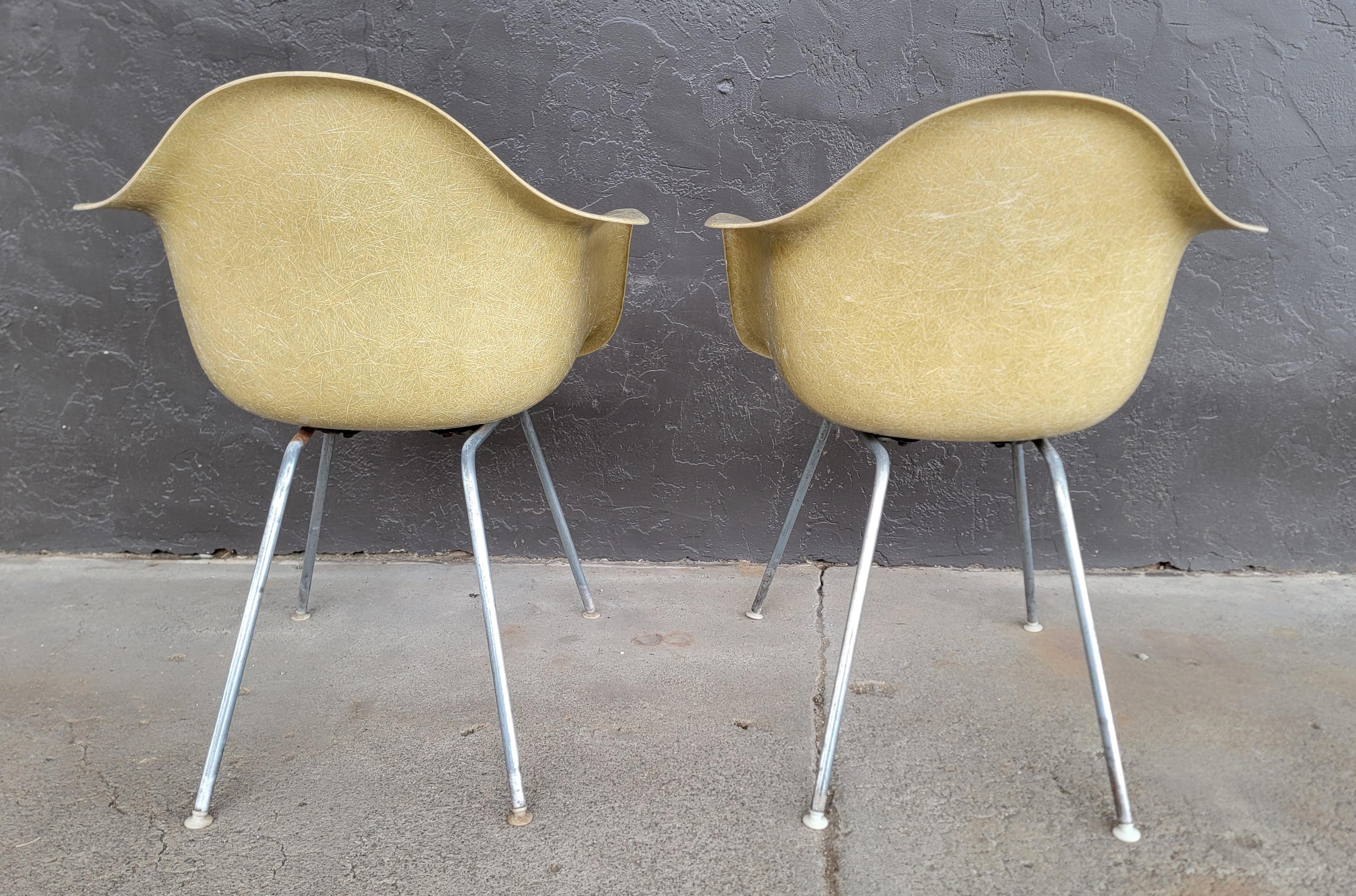 American Eames Fiberglass Armchairs Herman Miller Circa. 1960's A Pair For Sale