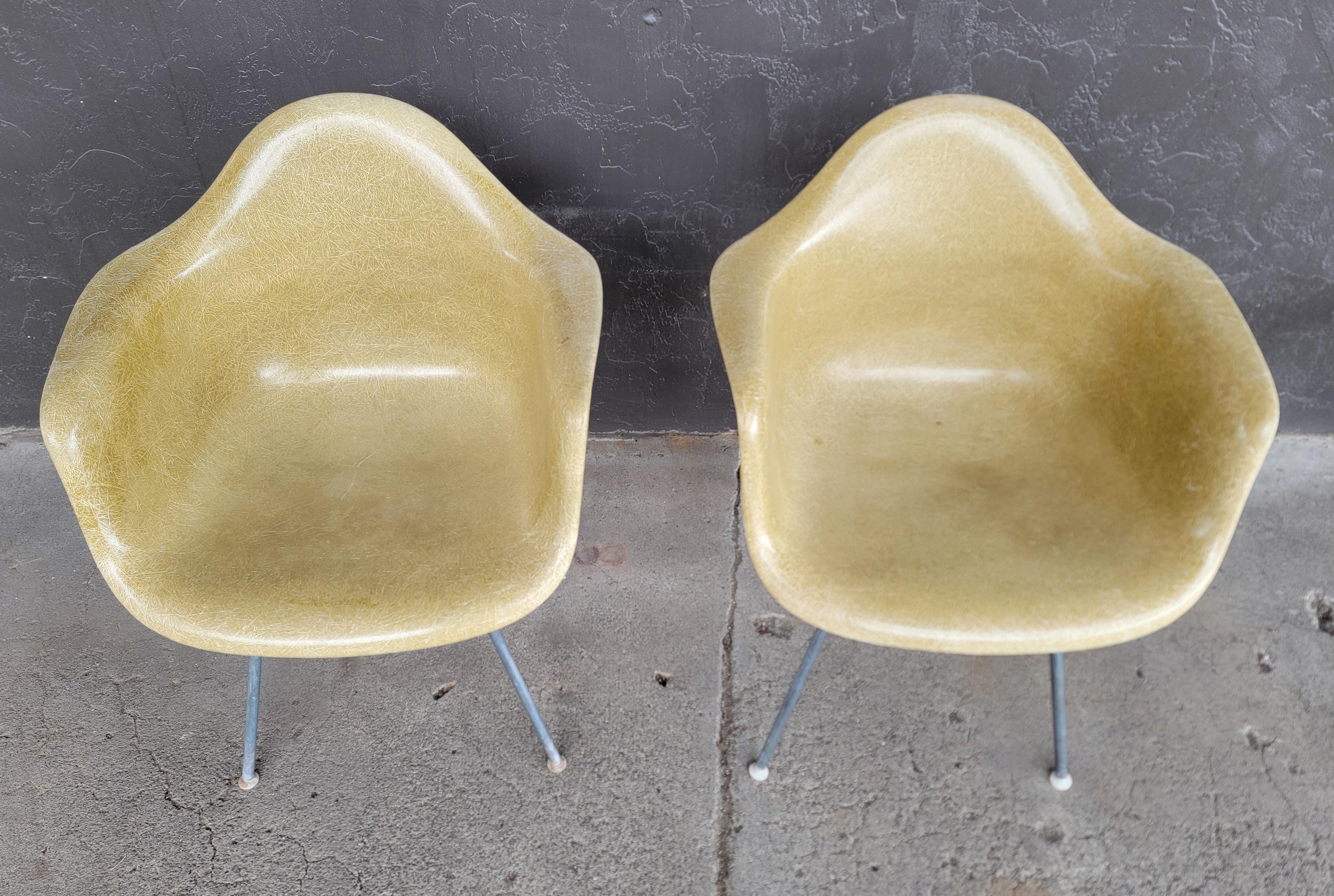 Eames Fiberglass Armchairs Herman Miller Circa. 1960's A Pair For Sale 2