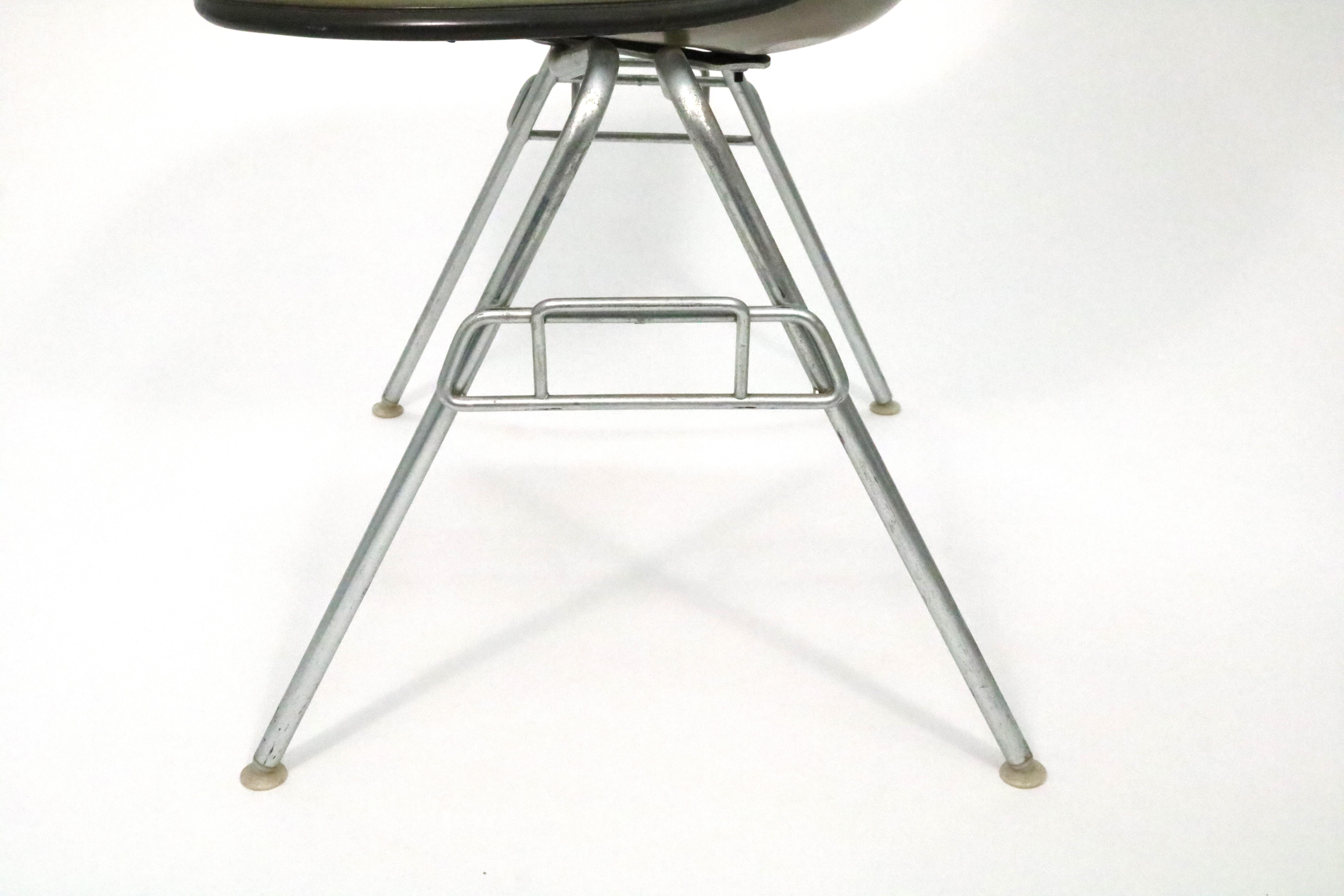 Eames for Herman Miller Fiberglass Shell Chair, Green on Stackable Base 6