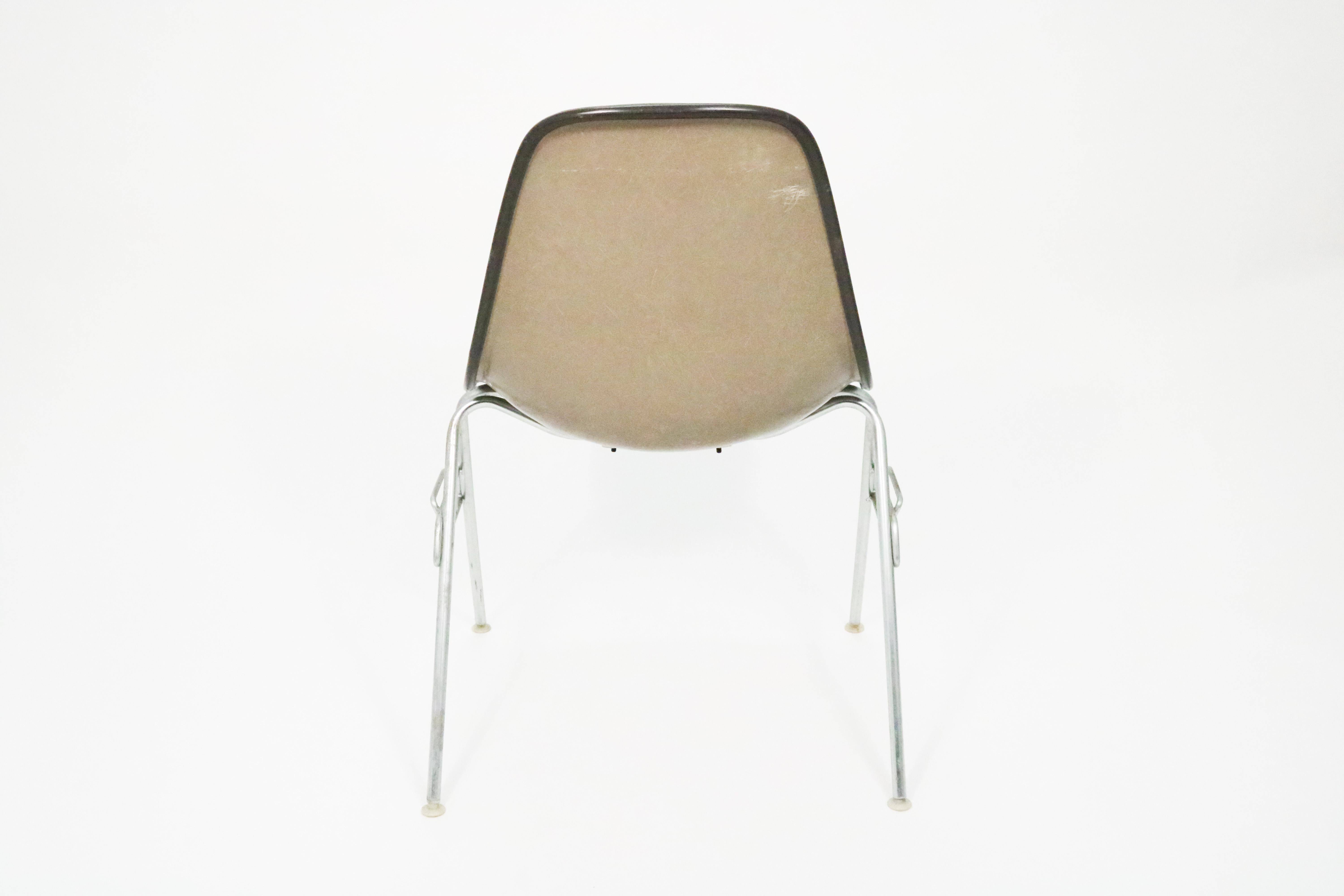 Molded Eames for Herman Miller Fiberglass Shell Chair, Green on Stackable Base