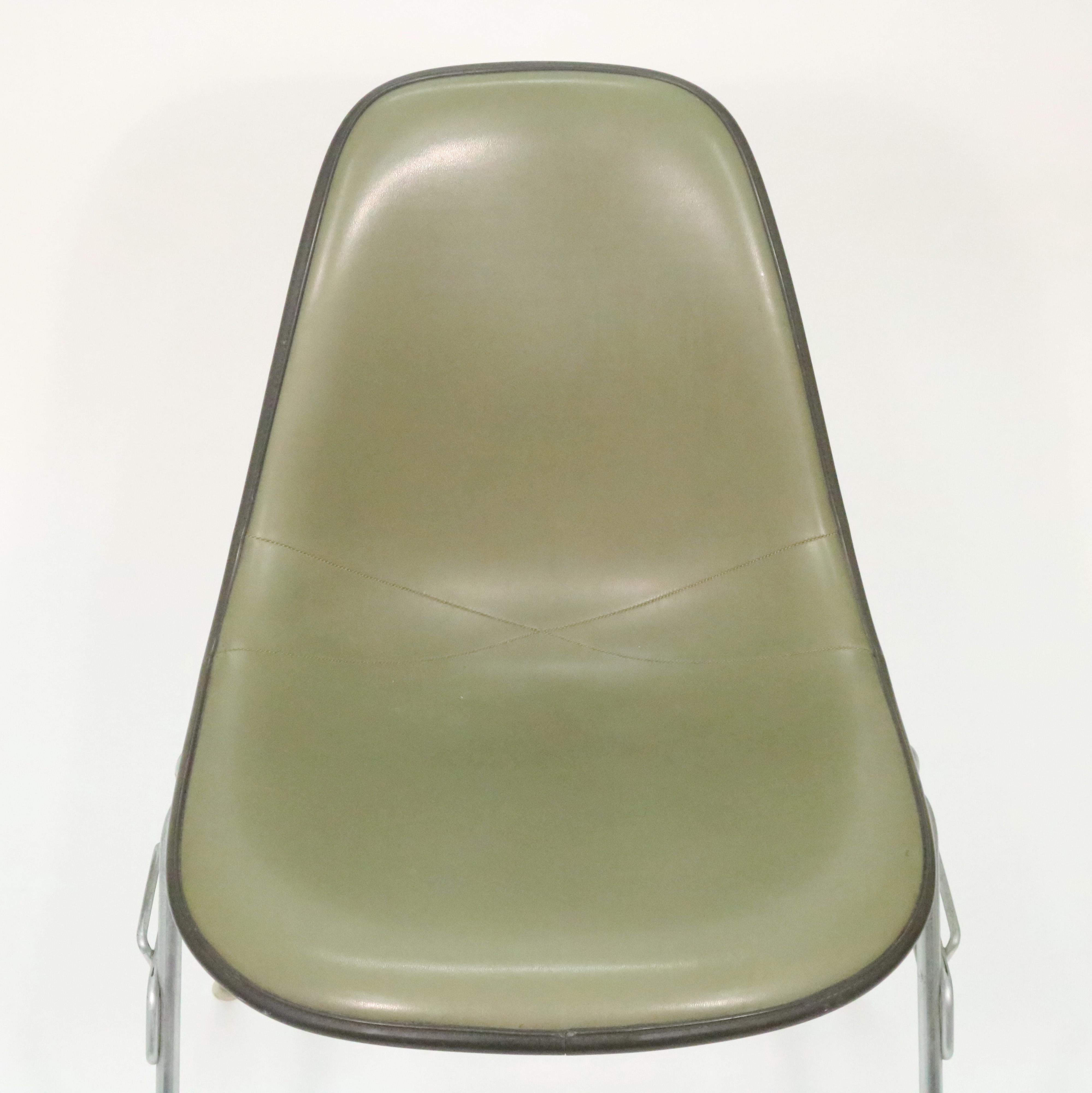 Aluminum Eames for Herman Miller Fiberglass Shell Chair, Green on Stackable Base