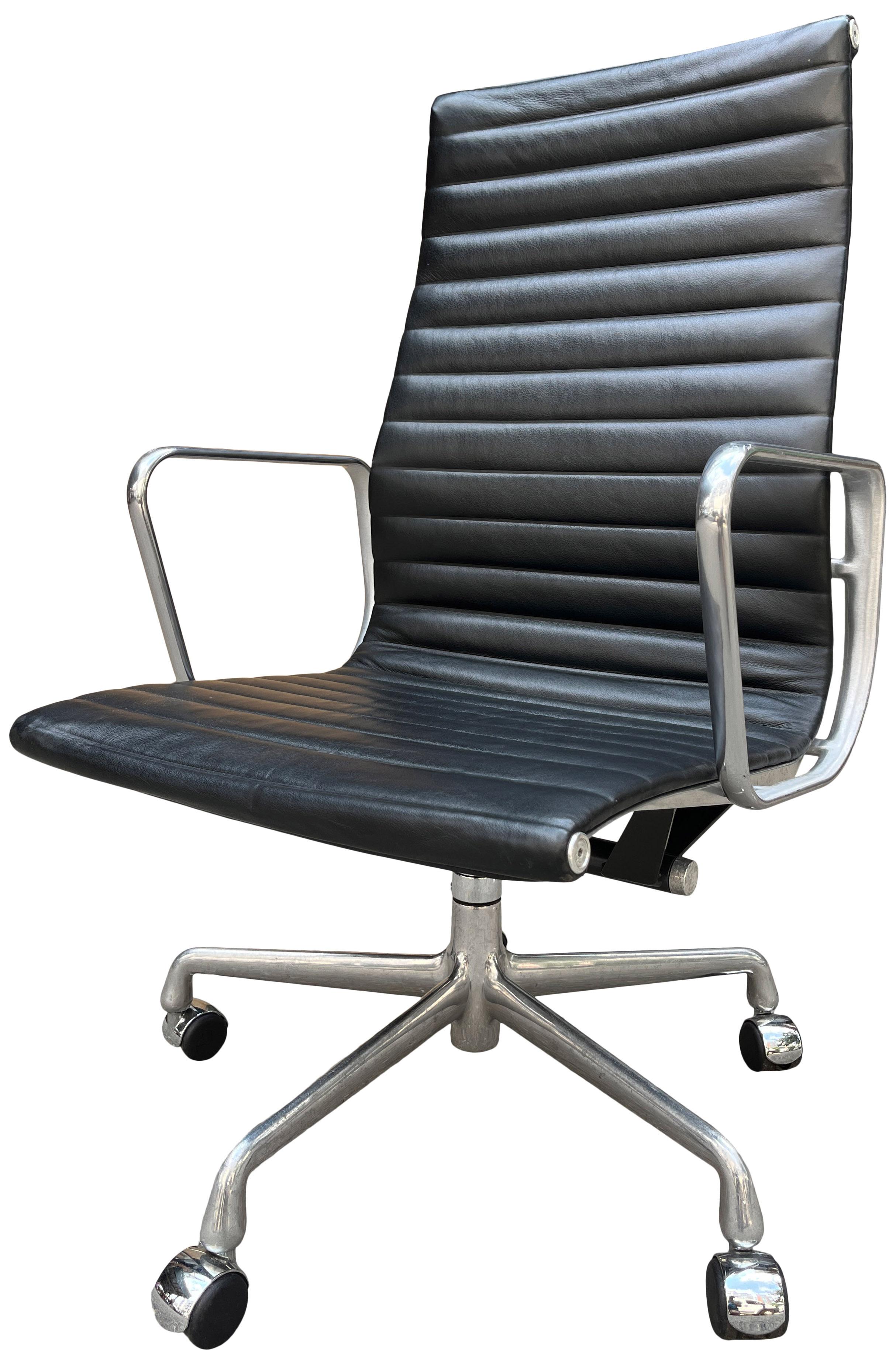 Aluminum  Eames for Herman Miller High Back Leather Chairs