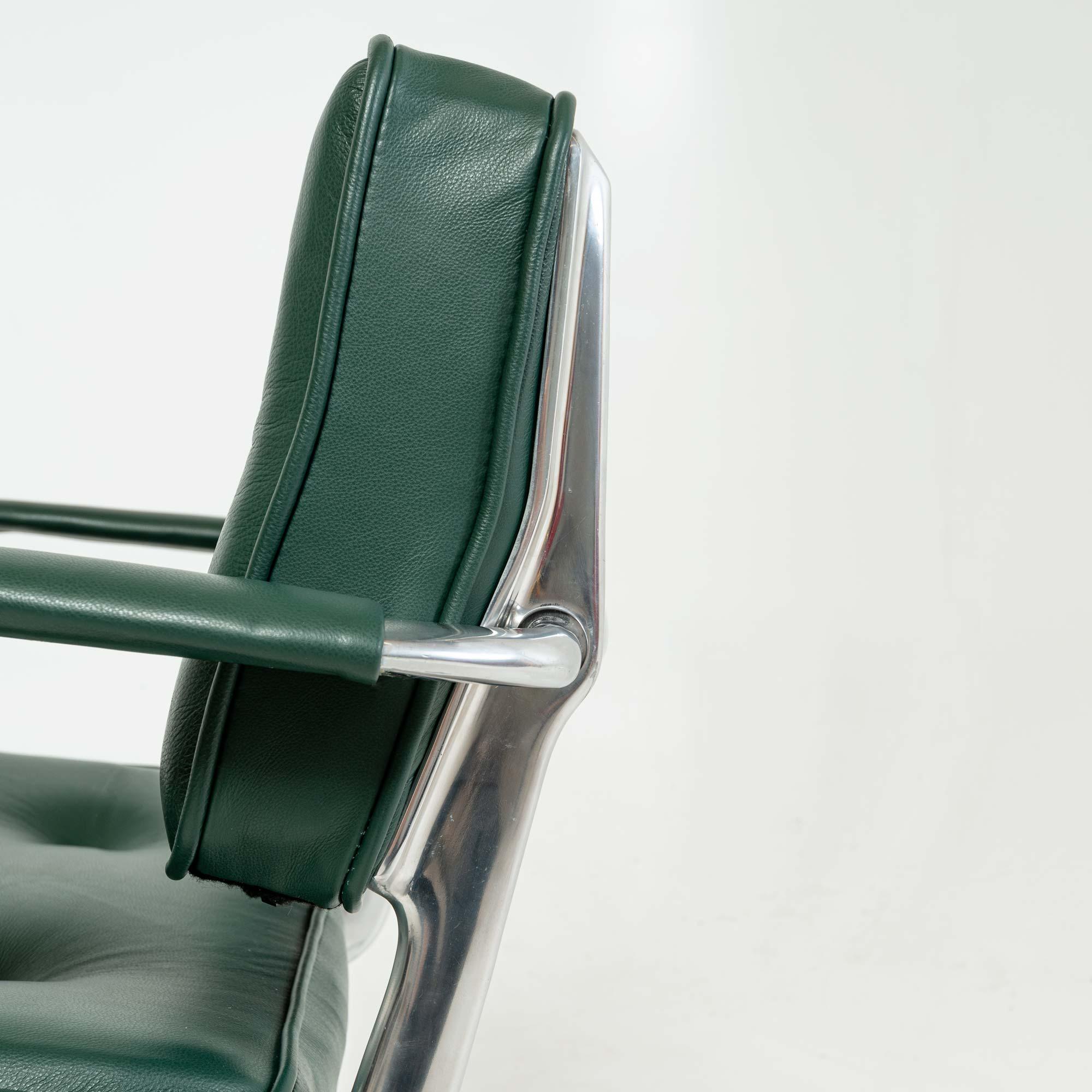 Metal Eames for Herman Miller Intermediate Chair ES102 in Forest Green Leather