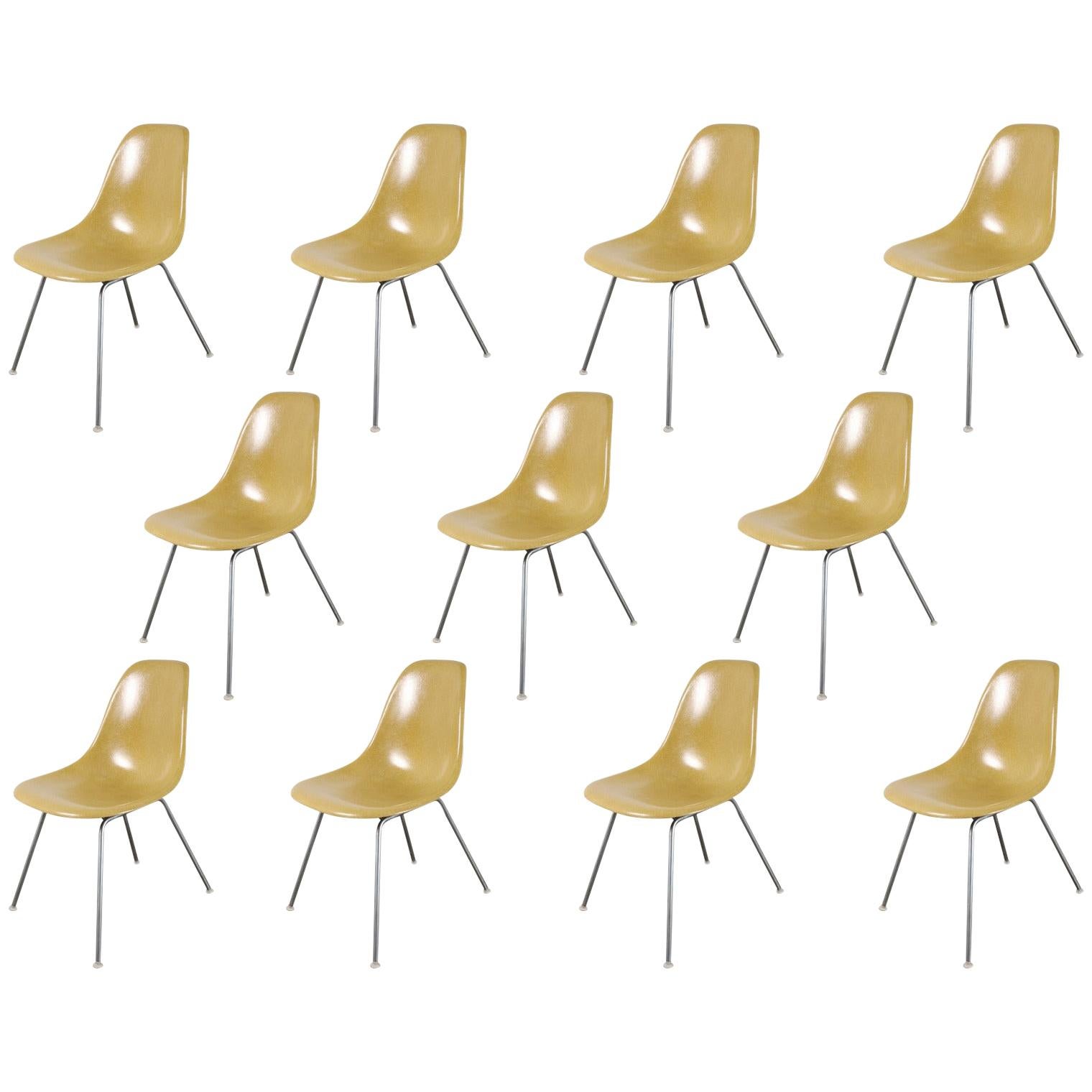 Eames for Herman Miller Yellow Shell Chairs