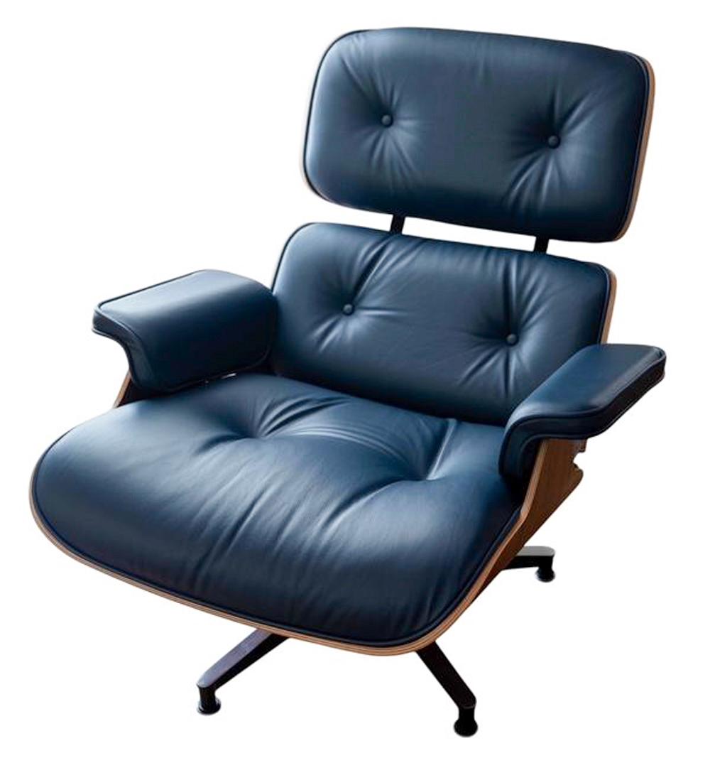Contemporary Eames For Herman Miller Lounge Chair and Ottoman in Oiled Walnut and Leather