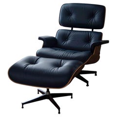 Eames For Herman Miller Lounge Chair and Ottoman in Oiled Walnut and Leather