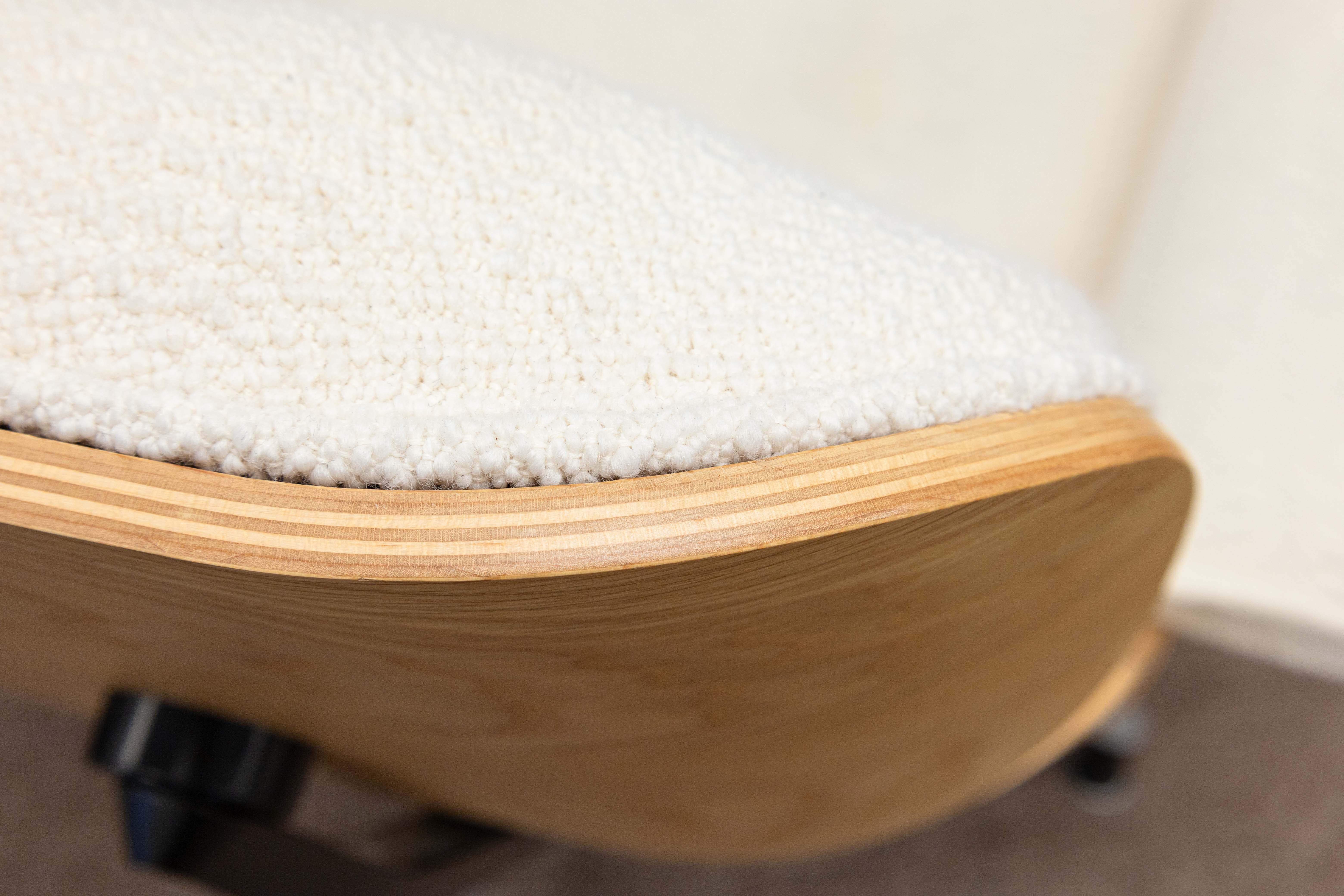 Eames For Herman Miller Lounge Chair and Ottoman in White Oak and Cream Boucle 4