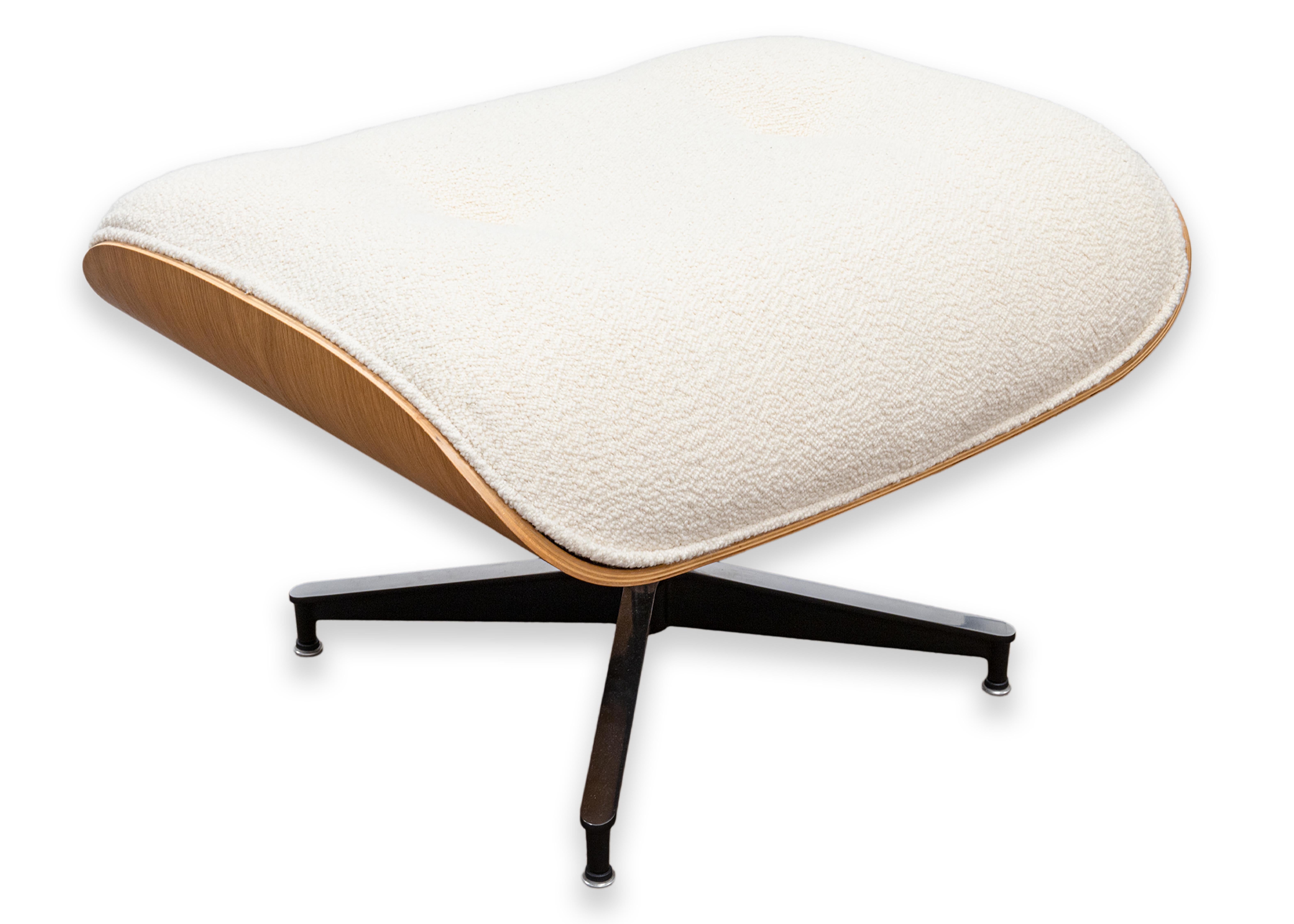Eames For Herman Miller Lounge Chair and Ottoman in White Oak and Cream Boucle 11
