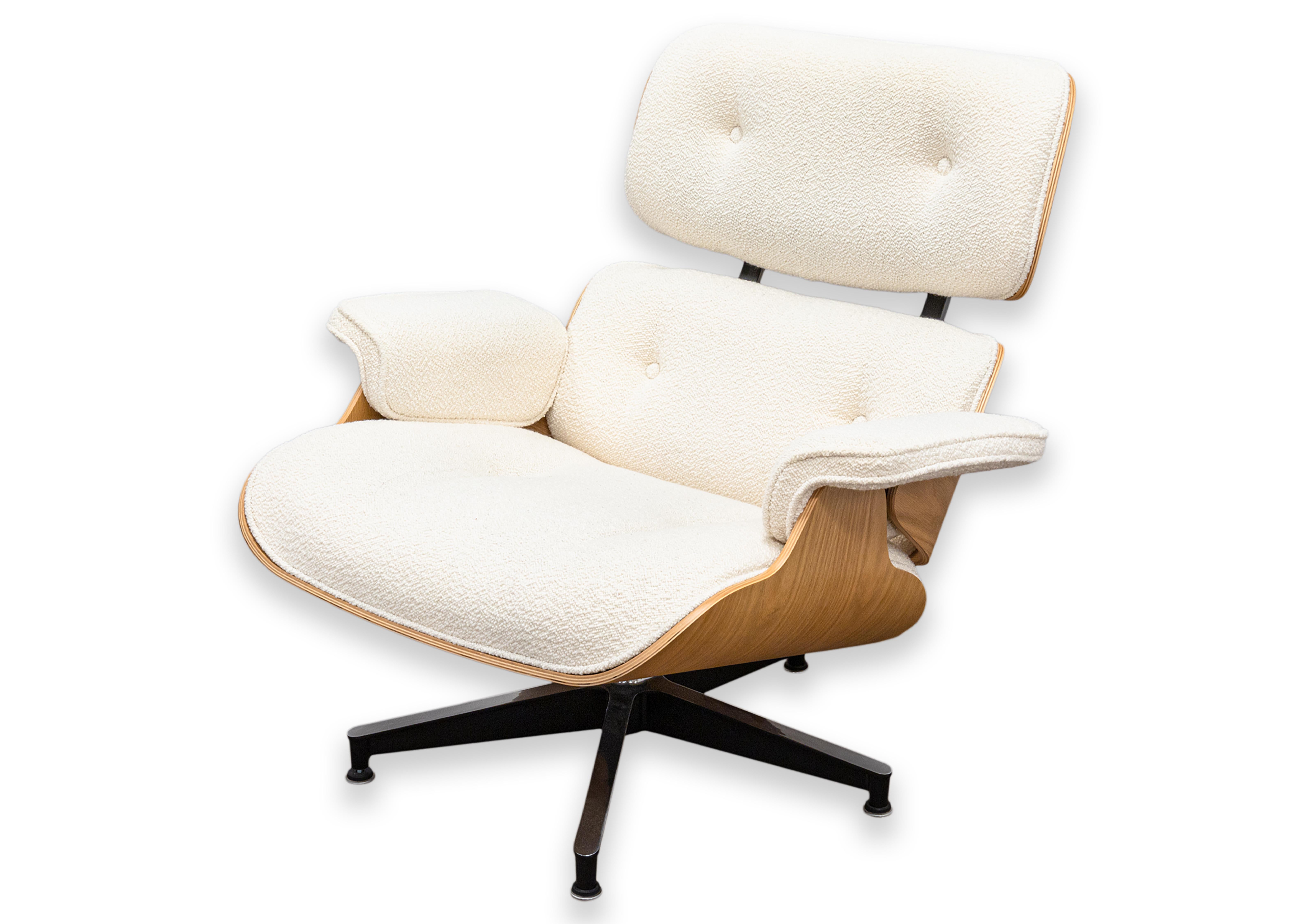 An Eames lounge chair and ottoman for Herman Miller. This is a gorgeous contemporary edition of the Eames lounger. The Eames lounge chair has been an icon in design since its creation in 1956. This piece defined the standard for mid century modern