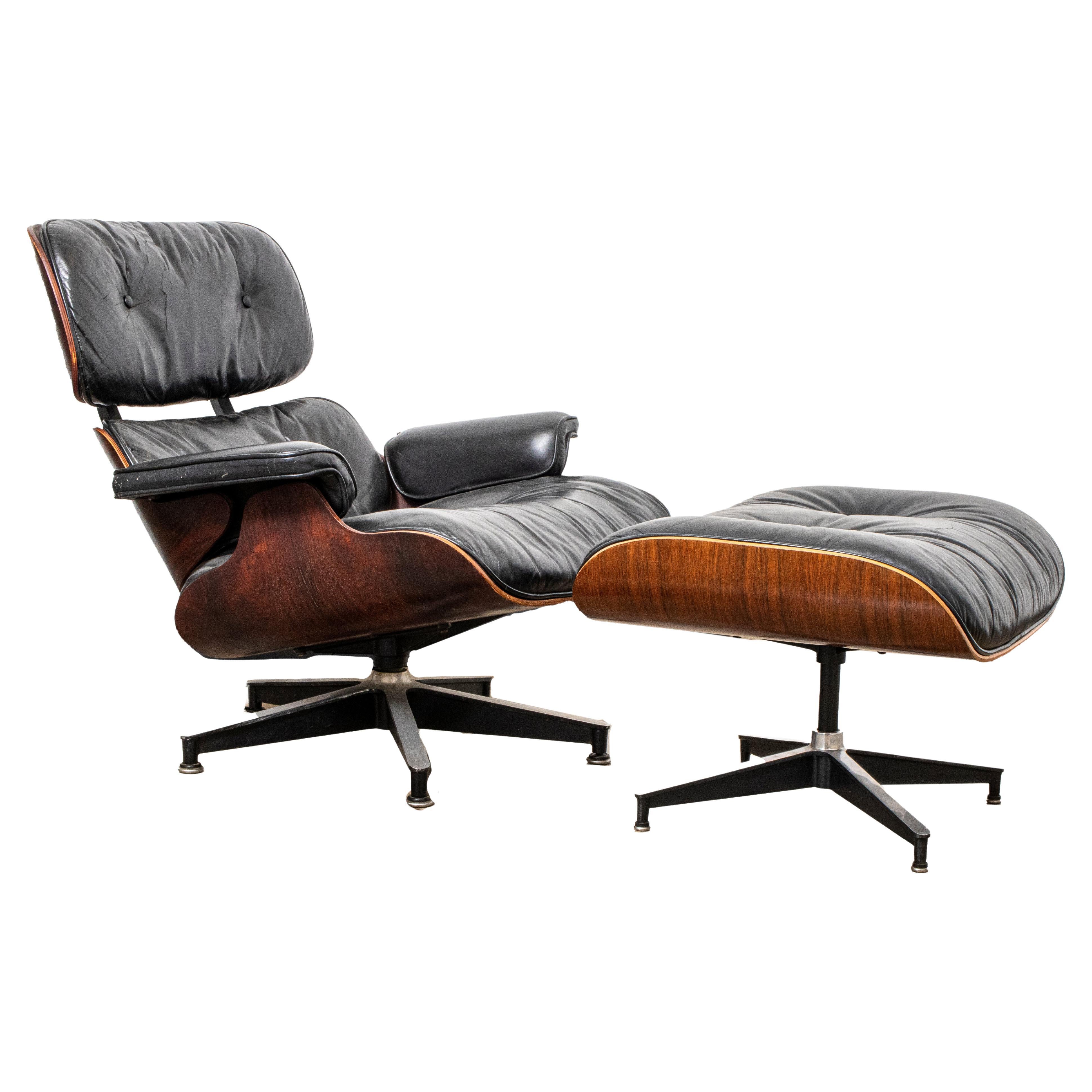 Eames for Herman Miller Rosewood Lounge Chair and Ottoman at 1stDibs