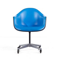 Eames for Herman Miller MCM Blue Padded Fiberglass Swivel Office Chair