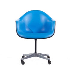 Eames for Herman Miller MCM Blue Padded Fiberglass Swivel Office Chair