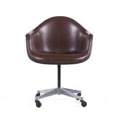 Eames for Herman Miller MCM Brown Padded Fiberglass Swivel Office Chair