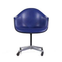 Eames for Herman Miller MCM Dark Blue Padded Fiberglass Swivel Office Chair