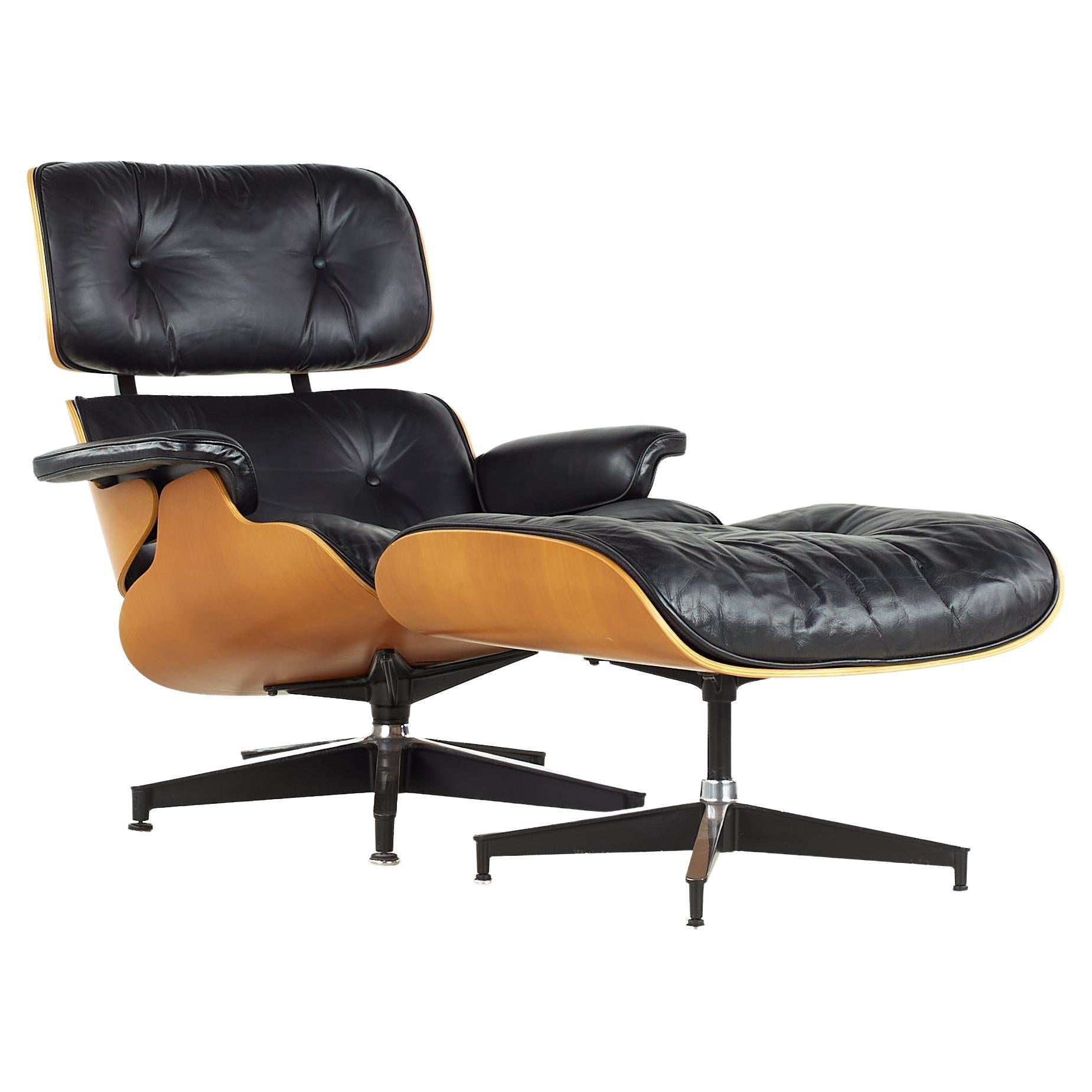 Eames for Herman Miller Midcentury Cherry Lounge Chair and Ottoman